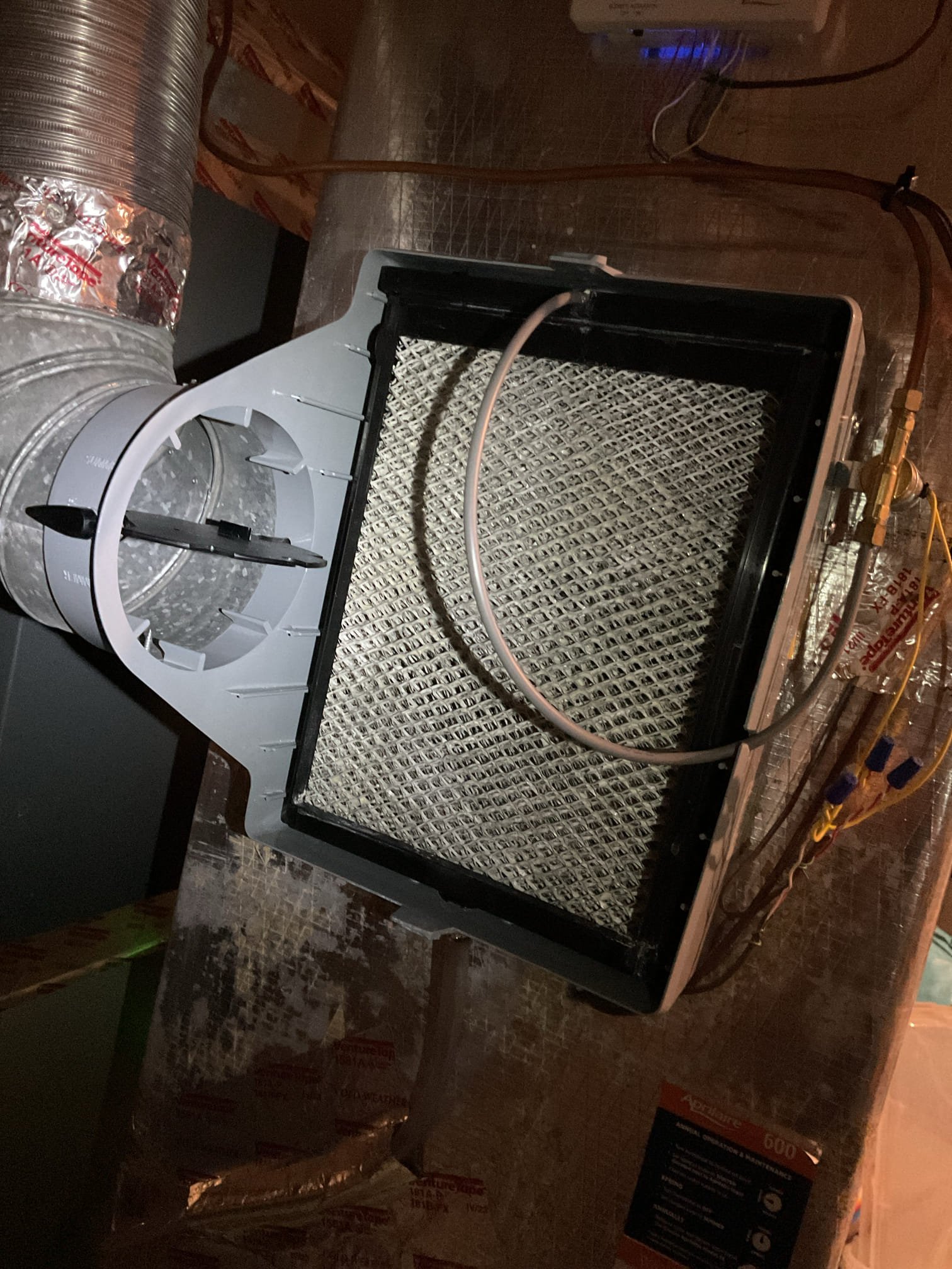 Luis 12-29-25. Customer called in for humidifier leaking. On arrival test humidifier operation found humidifier needed to be serviced and also condensate pump not pumping correctly. Provided estimate for the repairs. Customer approved repairs. After servicing and cleaning humidifier putting a new humidifier panel changing out condensate pump wire safety back into the heater test heater operation. Cycle heater ok. System is working properly now. I did adjust water flow to humidifier. 