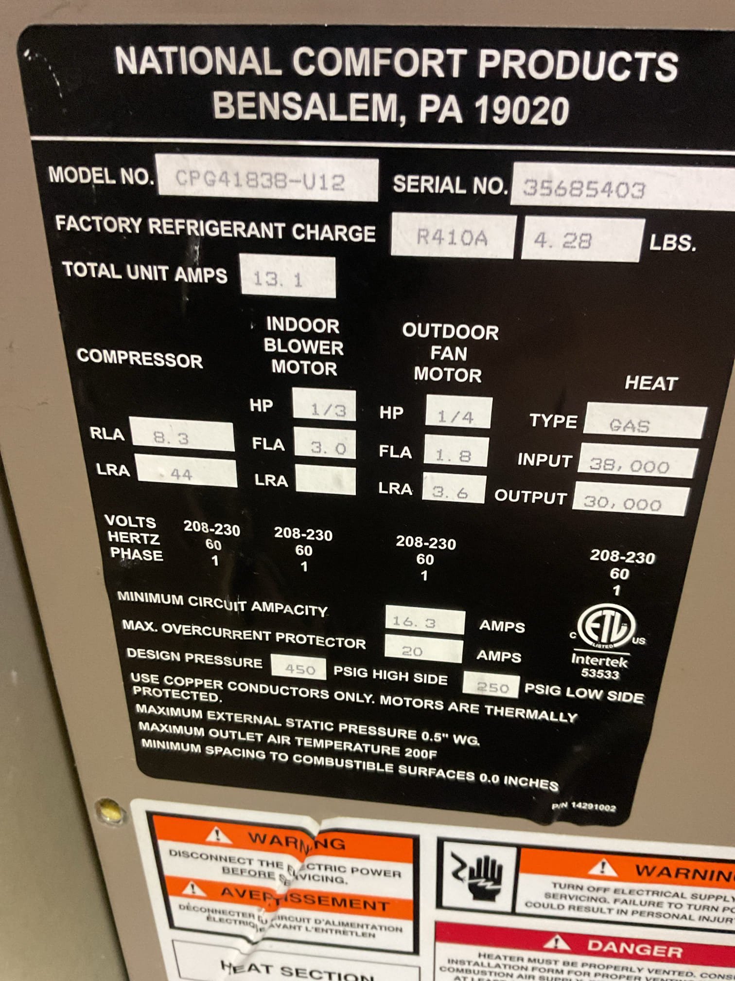 
Completed heat tune up for natural gas furnace.

Replaced washable filter with 16x25x1 pleated disposable filter. 
Inspected heat exchanger, burners, flue pipe, inducer assembly and hoses
Inspected spark ignitor
Cleaned flame sensor and verified flame rectification circuit
Measured temperature rise and static pressure
Checked wiring, controls, electric motors and components; there are no surge protectors; left estimate for a surge protector. She agreed. I installed surge protector today, 
Checked manifold gas pressure 
Inspected drain and EZ trap. 

Combustion, draft and smoke tests: Pass

Package Gas/AC is operating well at this time.

She paid for plan renewal and surge protector today. 