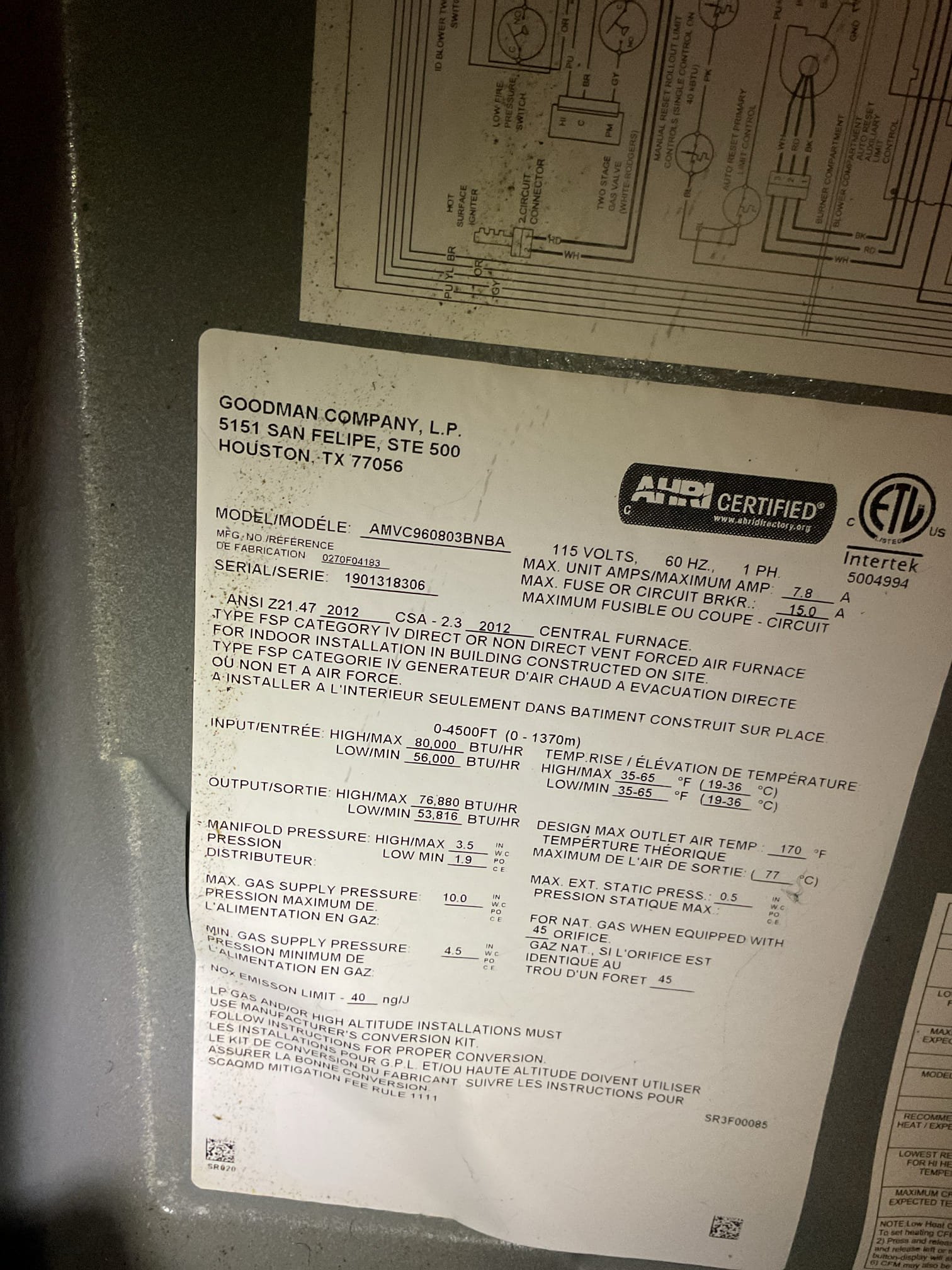 Luis 12-29-25 performed gas heat tune up in Amana 90% heater, check electrical connections low and high voltage went through ignition components air delivery system, and combustion removal. Customer also has a humidifier provided as estimate to service humidifier. Customer approved. Service on humidifier test operation and set to winter 35% new pad was installed. Sensor burners and ignition ok. Current air filter system is no longer working and is outdated, (Honeywell electronic) would recommend using 16x20x4 filters to keep unit rung high peak. Cycle heater ok. 