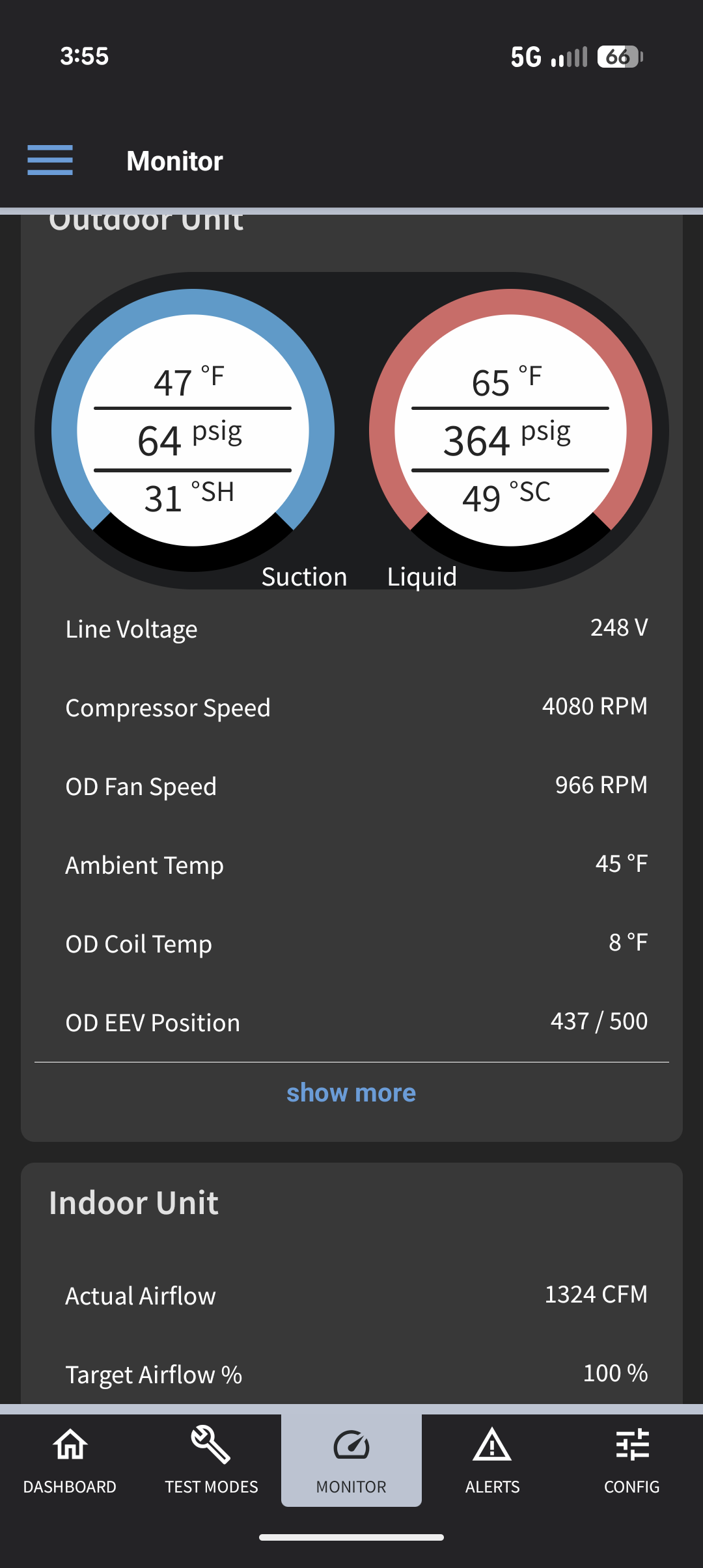 Found error codes in history for compressor dome sensor error.
Recommend actions with the advice of tech support is to replace the dome sensor. They also recommend that I take sensor off pipe and clean sensor and the section of pipe it was clamped to itself. After I did this I had 0 error codes for compressor dome sensor. 
Used the outdoor dome sensor ohm chart and found it to be 18-22° off. 

Also want to replace the outdoor eev based on head pressure climbing on maximum compressor rpm. 

Found (4) supply grilles closed almost completely shut. Opened all. The bathroom one I only partially opened. This alleviated static pressure by .45”

We will order dome sensor and outdoor eev and return to replace.

Thermostat was satisfied at 72° when I left. Left thermostat at 72°. 

Told them they should expect the heat pump to run all night when temperatures are this cold outside. That is how inverters work. 



