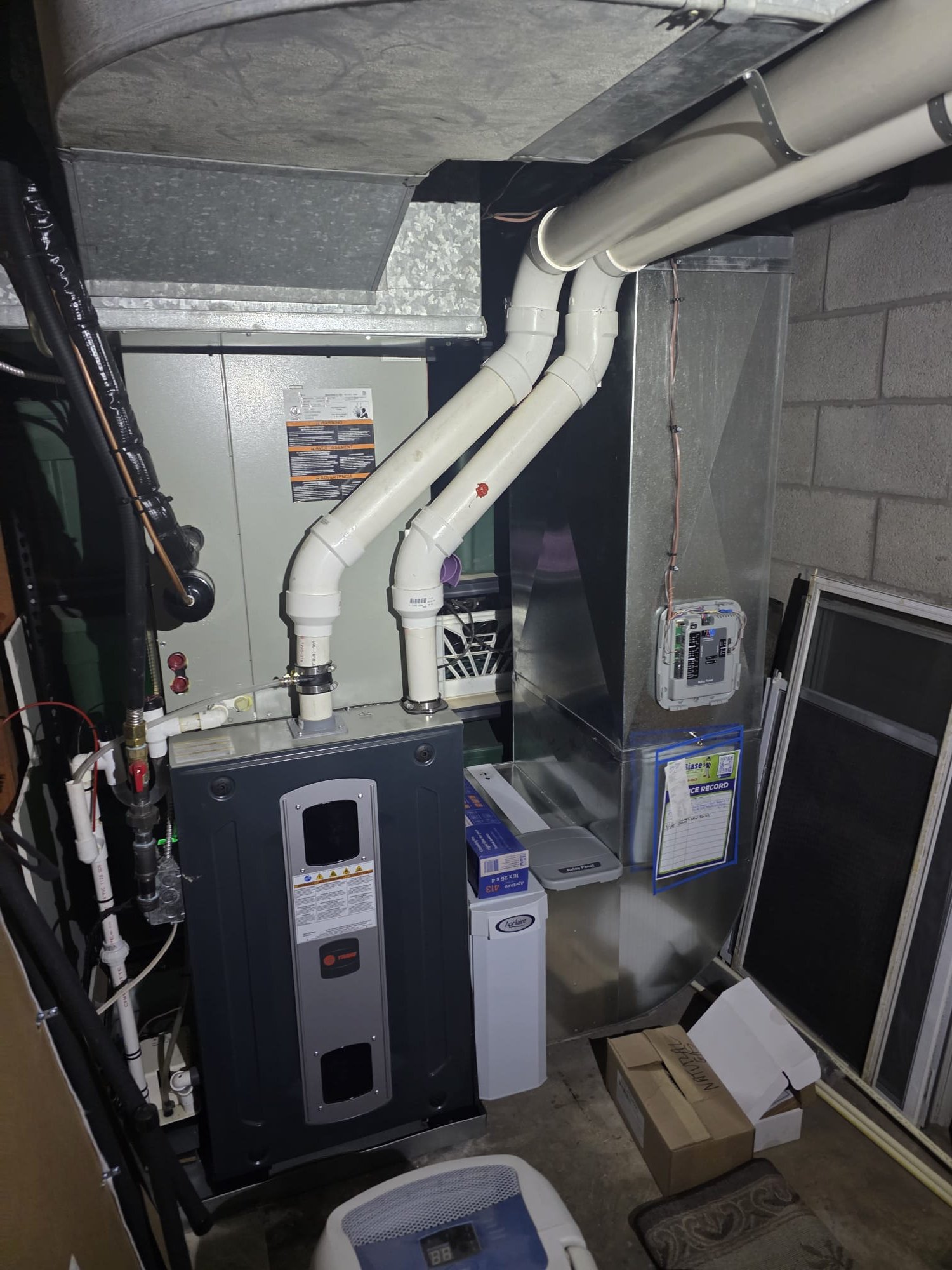 Turned on heat pump in test mode and listened to noise from unit. Adjusted settings for the balance point to 50 and enabled quiet mode with 50 percent at night and 100 percent during the day.  Tested operation.