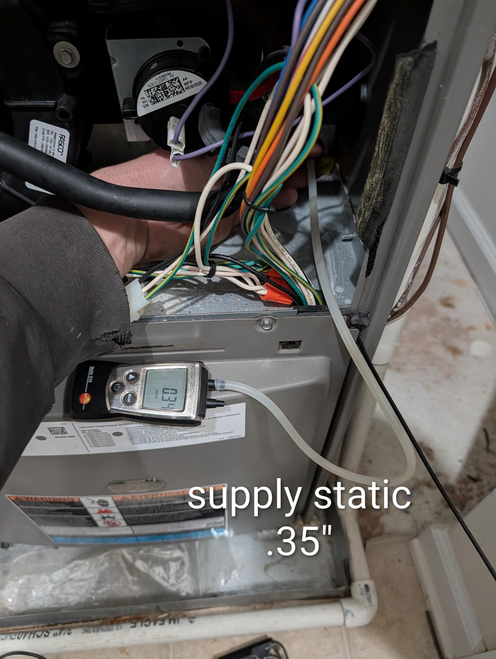 Homeowner bought a new Nest learning thermostat.

There are 5 wires between thermostat and furnace however the yellow conductor was not used and left behind thermostat and the blue conductor was used for Y1 contact.
The yellow conductor is shorted.
I had a spare Ecobee wire saver and tried to use with nest thermostat but determined the G contact on nest is shut closed and the settings screen is not accessible. It is possible that when homeowner put thermostat on wall with the shorted wire landed to it, it not only blew the 5A fuse but also  it shorted the G (Fan) contact closed. I also took the G from automatic humidistat out of the equation to make sure it was not the cause of the G contact being stuck closed.
I replaced fuse and wired original thermostat and powered thermostat back and tested system. Working well.

My recommendation would be to install Honeywell smart thermostat with EIM. Provided email estimate for Honeywell S12000 Elite Pro thermostat with EIM. Will allow for use o