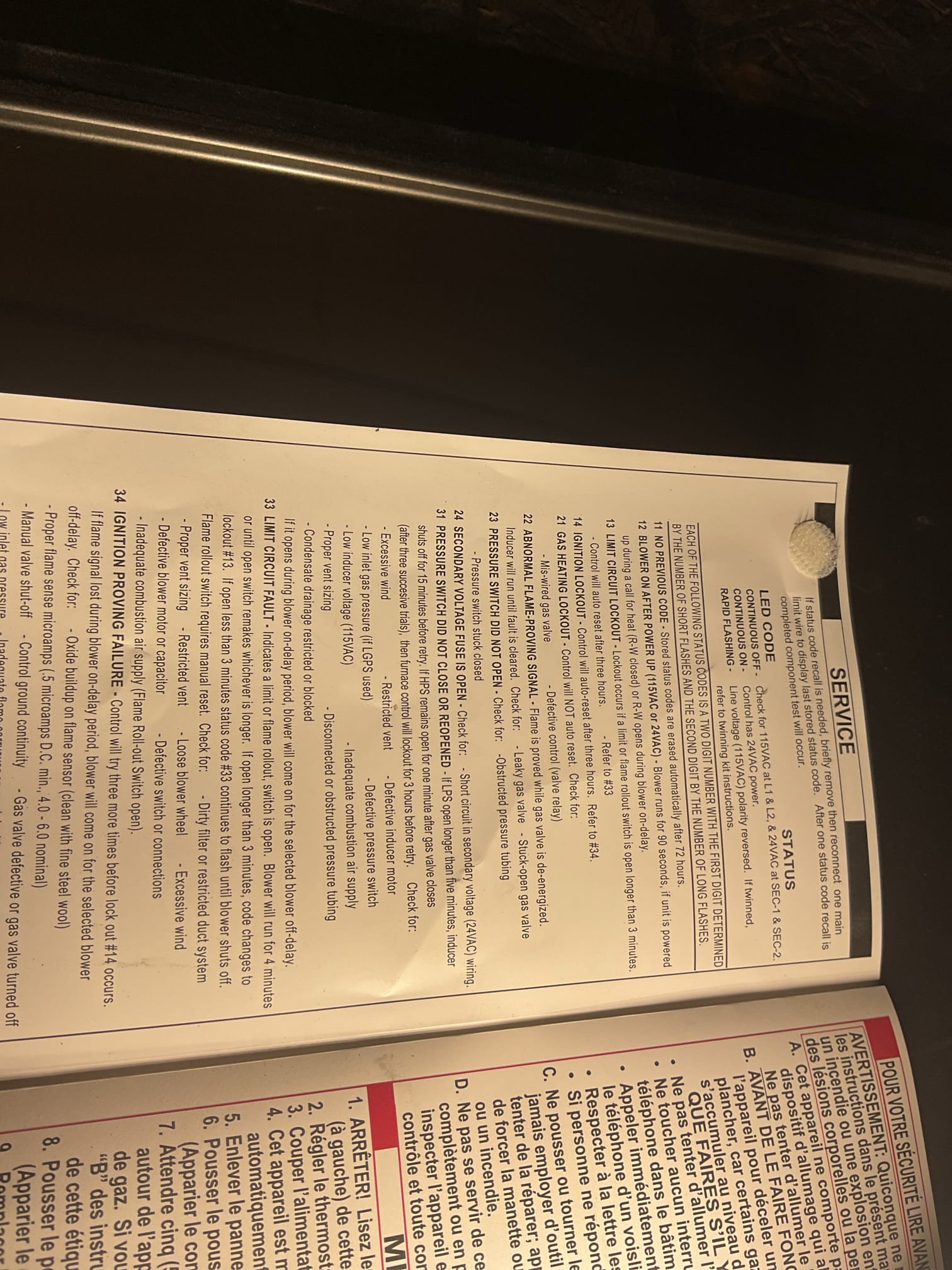 Fully assessed no heating situation. Found gas furnace locked out on a code 23 which is pressure switch closed before inducer motor starts. Pulled out dual pressure switch and found back pressure switch was stuck closed. Sucked on pressure switch hose and found water got into pressure switch. Got furnace to work for now, but it did shut down once while I was there. Need to provide estimate to replace dual pressure switches.