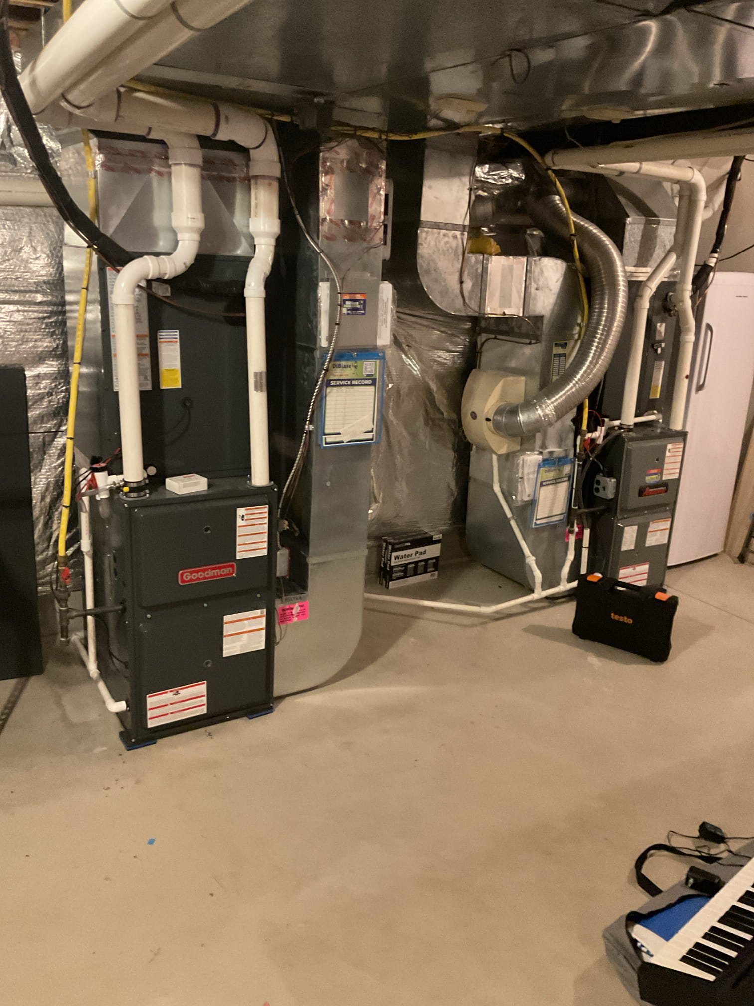 Luis 1–5-26 performed gas heat tune up on two gas heaters. Both located in basement, check air filters ok. Change customer supplied humidifier pads. Check all electrical connections and components low and high. Check ignition air delivery and combustion removal systems ok. Cycle both heaters ok. Provided estimate to add while house air purification systems. 