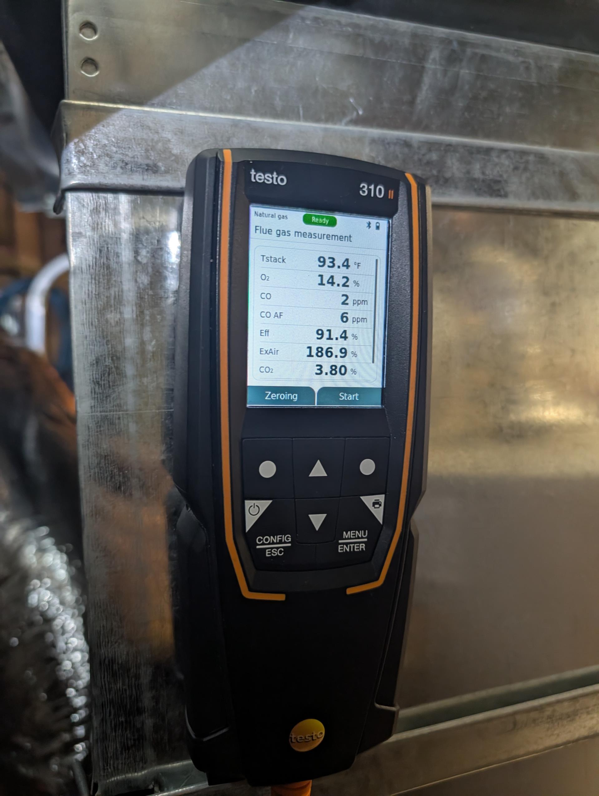 
Completed heat tune up for natural gas furnace. 80,000 BTU modulating, 

Replaced Aprilaire 413 filter provided by homeowner

Inspected heat exchanger, burners, flue pipe, inducer assembly and hoses
Inspected hot surface ignitor and verified resistance with meter
Cleaned flame sensor and verified flame rectification circuit
Measured temperature rise and static pressure
Checked wiring, controls, electric motors and components; there are no surge protectors; left estimate for a surge protector for each of the 2 main circuits of system

Inspected drain and pump. There is a condensate pump safety but no overfill protection switch. Provided estimate for drain pan safety switch.
System also lacks floor water safety. Provided email estimate for wet switch: will shut equipment down if water is detected on floors near equipment
The room just outside furnace has hardwood floors. 

Combustion, draft and smoke tests: Pass

Gas furnace is operating well at this time. 