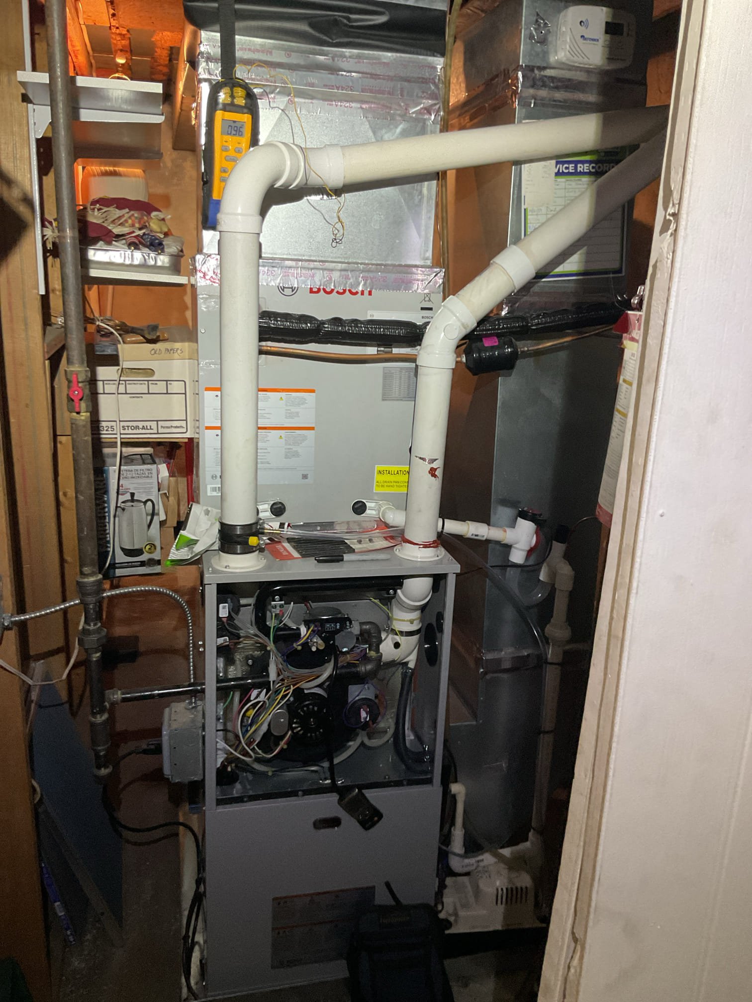 
Completed heat tune up for natural gas furnace.

Replaced 16x20x1 filter
Inspected heat exchanger, burners, flue pipe, inducer assembly and hoses
Inspected hot surface ignitor and verified resistance with meter
Cleaned flame sensor and verified flame rectification circuit
Measured temperature rise and static pressure
Checked wiring, controls, electric motors and components 
Checked manifold gas pressure
Inspected drain and pump. Cleared EZ trap and drain line, added treatment tabs to pump. 

Combustion, draft and smoke tests: Pass

Gas furnace is operating well at this time. 

