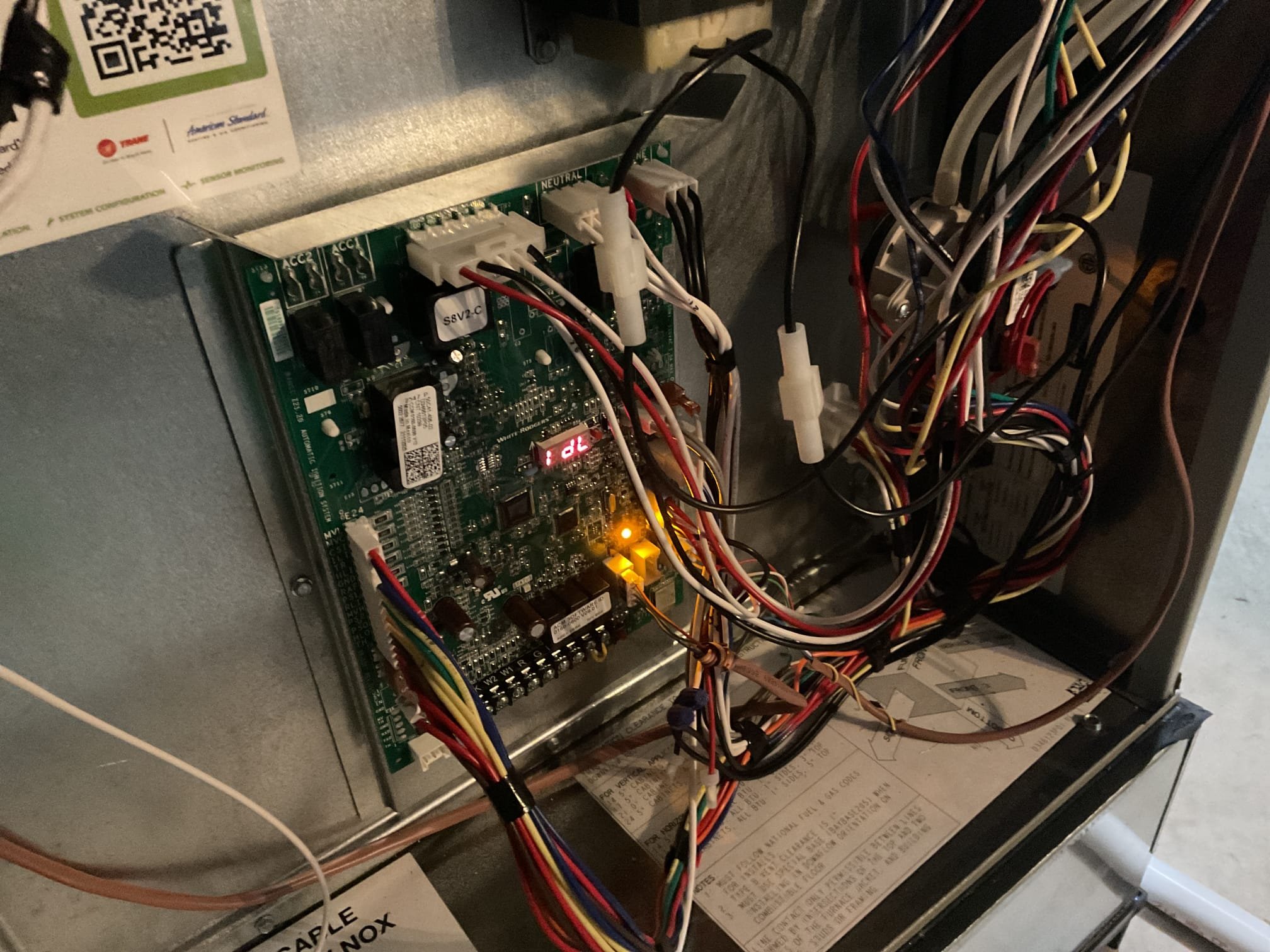 Installed new control board and found that the con code was still coming up for communication error. Found after investigation that when the install was completed the Exsisting wire between the outside heat pump and control board was only a 3 wire that went above drywall. No c wire was used which is what is causing the communication error. Had to run new 18/5 wire above drywall ceiling to outside unit. Was able to get it. Installed now no con error is present. System is working properly at time of service. 