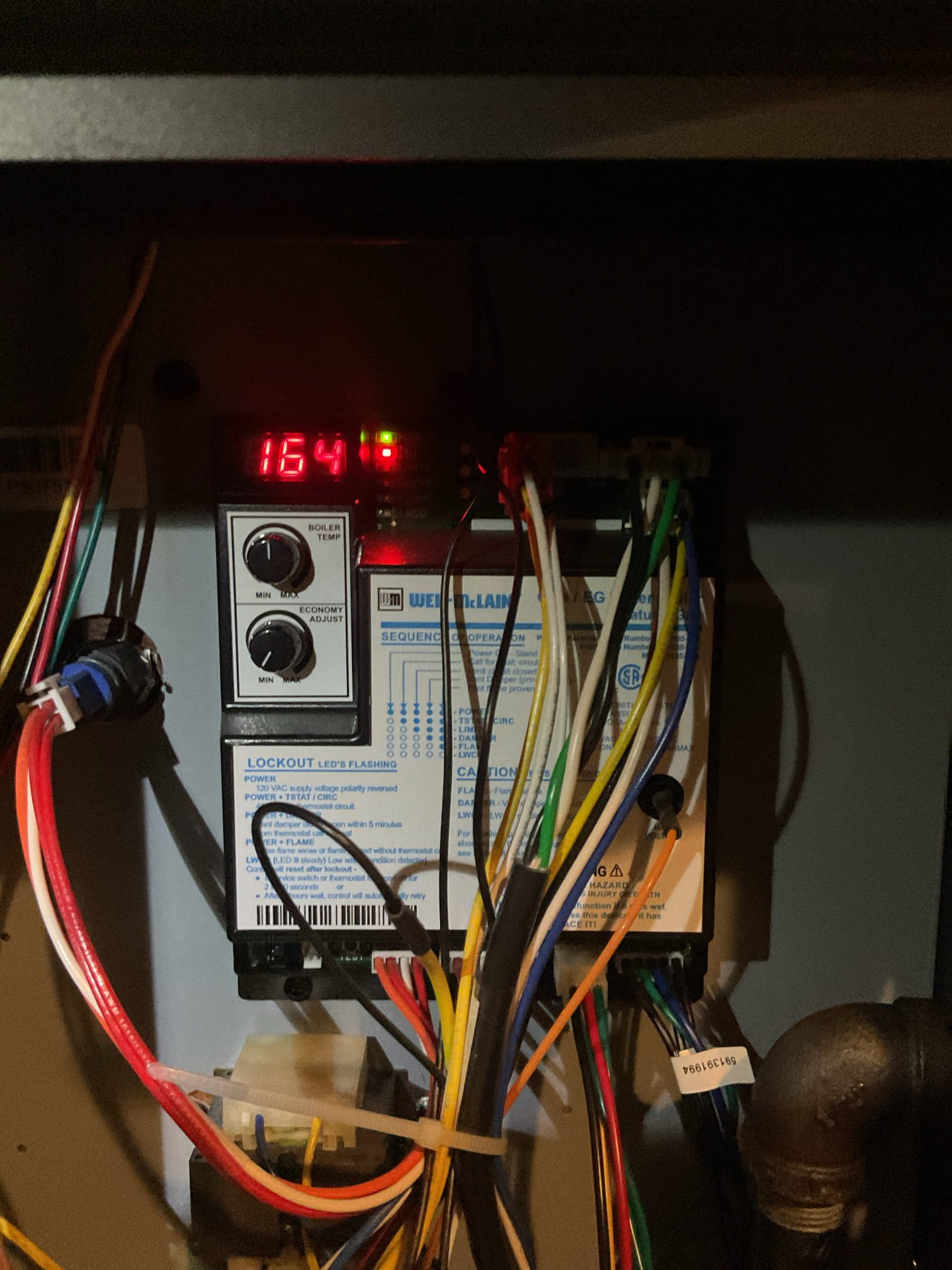 Completed QA for Weil McClain boiler install.

1 zone 1 circulator.
Inspected piping. There were a total of (3) leaks that appeared within first month after install but (2’ of these were the fitting themselves. The gate valve boiler drain was not properly taped and torqued. 

The 1 1/4” x 1 1/4” x 1/4” tee for the temperature pressure gauge was leaking and the threads were messed up.

The 1 1/4” X 3/4” x 1 1/4” boiler drain tee sprung a pinhole leak a few days before today the QA! See video.

All piping that was leaking as fixed and he also agreed to some additional work for additional valves and fittings. All work completed today

We monitored boiler temperature and pressures. Remained stable at 18 psi.
Return and supply piping temperature delta 10° (160-170)
Aquastat set to 180° economy set to low.

Combustion and draft tests: Pass 

Install passes QA