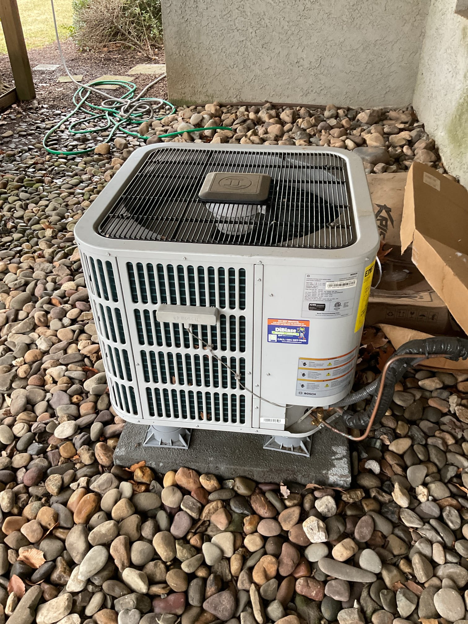 I arrived to the customers home for a rumbling sound at the air handler. Before I started the system, I looked at the thermostat found was set at 74° and was satisfied at 74°. I checked the air filter and it was clogged and needed to be replaced. I replaced the filter I tested electric heat, heat pump mode and defrost . The operation of the system and the sound of the equipment is normal . Collected for 99.00 paid by cc. 