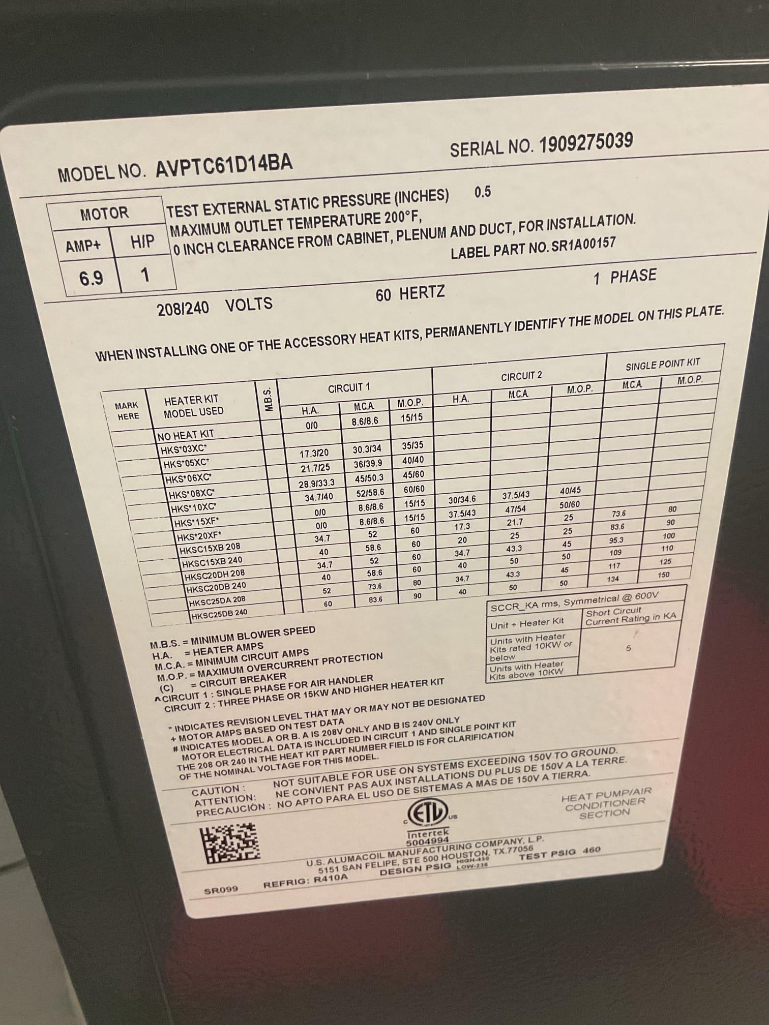 Fully assessed 2020 goodman 48,000 btu heat pump system. Checked temperature rise it was 26 degrees. Checked 410a refrigerant pressures they were 308/112. Tested 15 kw emergency heat. Tested new capacitor ( installed by another company). Checked compressor running amps was 15 amps, start up amps 52. Found that there is some returns but possibly not enough. Customer is getting $800.00 electric bills and has re insulated the attic and also added some new patio doors. Recommend to customer to call our office to get a load count done and have the ductwork assessed to make sure it is adequate. Heat pump is working properly at time of service. 