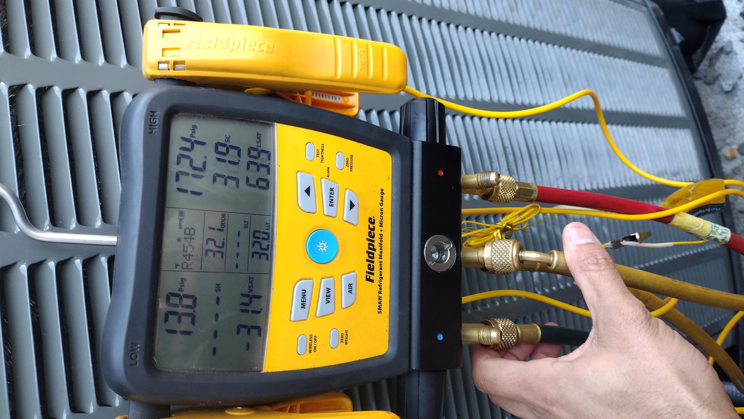 Luis 1-9-26 newer Trane heat pump not working, 18 seer heat pump with propane as back up, back up heat works normally, heat pump does not work. Found couple error upon arrival, low pressure switch and compressor dome issue. I reset unit and test operation, I had trouble resetting unit to test, after minutes of troubleshooting and resetting electronics  I was able to test system, found system low on refrigerant. I check all accessible connections, could not visually see any leaks. We will need to come back to keep troubleshooting unit, pressure test and find where refrigerant is leaking, office to follow i added refrigerant to get heat pump running. 