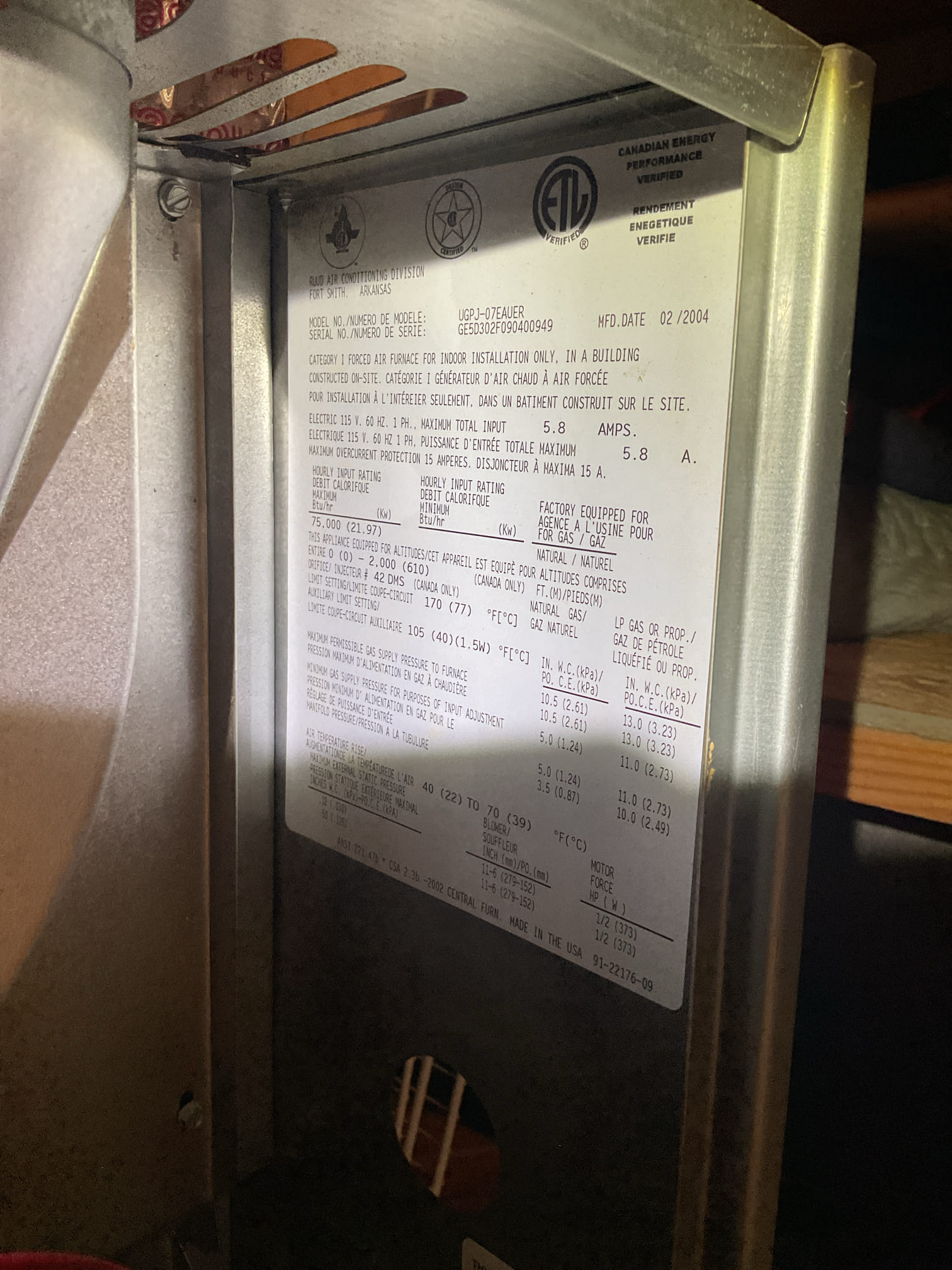 I arrived to the customers home to service there 22 yr old 80% gas furnace system. 
I started with checking the air filter and replaced, filter size is 16x25x1 . I checked all my electrical connections and voltages. I inspected and tested the  burners , flame sensor and the igniter. I inspected the exhaust for restrictions and rust and holes. I inspected the inducer and the blower motor operation, and the heat exchanger. I checked and tested for combustion and took temp rise splits at the return and the supply. The system is currently operational and passed combustion , but past normal life expectancy. Replacement of system is strongly recommended in the very near future.

Recommended some water safeties for the furnace and a/c .
This is a finished basement, and these devices would help prevent water damage. 

Wet switch and a ez trap details are in estimates and pricing. 