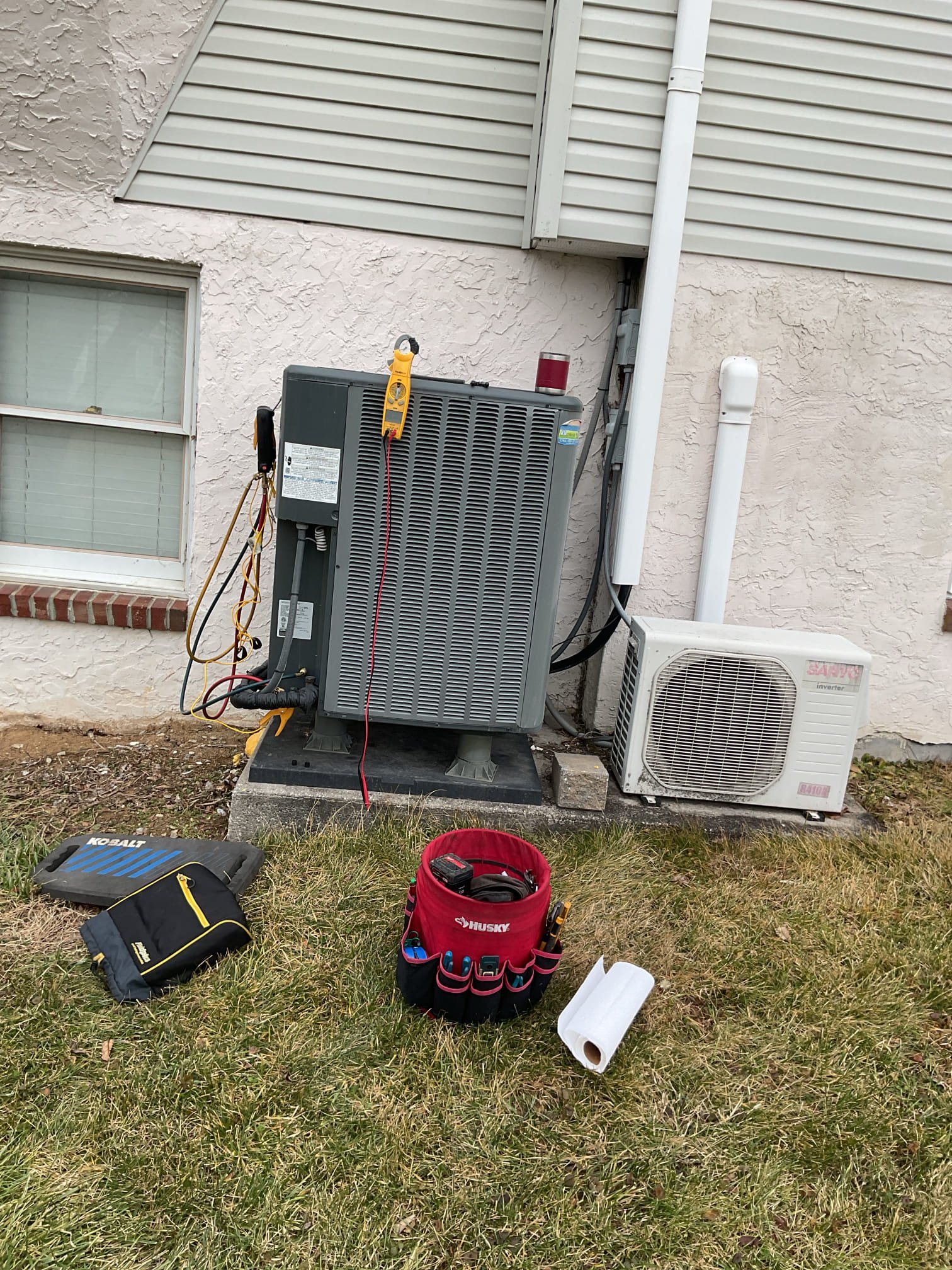 Luis 1-14-26 performed oil boiler tune up on 22 year old crown direct vent oil boiler, and attic Amana heat pump from 2022. 

On boiler side, clean heat exchanger and flue pipe. Replace oil filter rf1 (oil tank and canister are located outside). New stained and new nozzle. Clean electrodes and head. Purge oil line and performed combustion test ok check water pressure and temp ok set to 180 f and 20 psi. Cycle boiler ok. Boiler is working properly at the time of visit. 

On heat pump check indoor unit electrical low and high voltage and connections, inspect air filter ok. Test back up heat ok, check outdoor unit refrigerant levels and pressures ok test defrost cycle heat pump ok heat pump is working properly at the time of visit. 