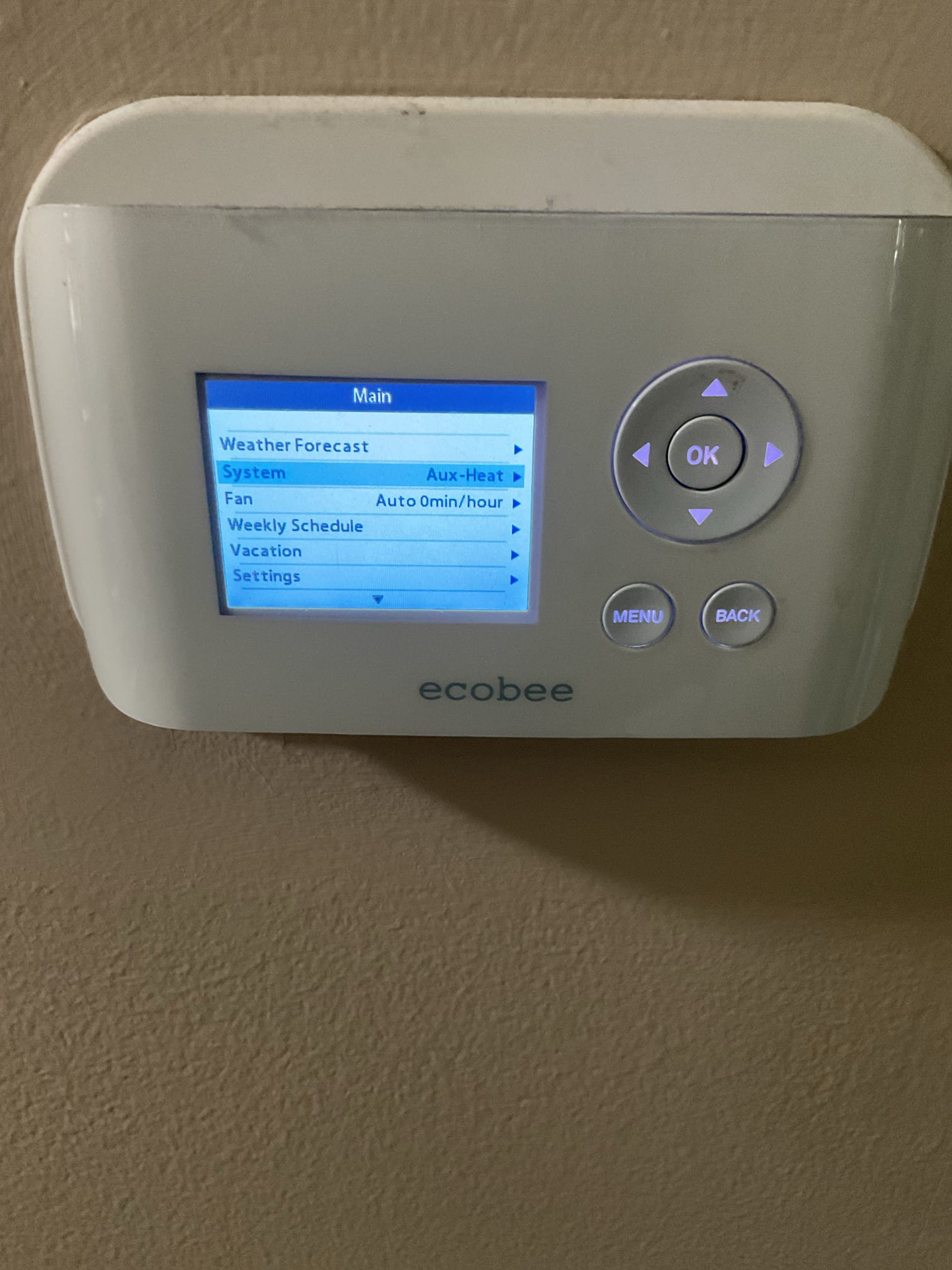 Luis 1-14-26
Performed heat pump inspection on 2016 two ton Amana heat pump check all electric low and high voltage connections, air filter ok. Found thermostat set to auxiliary heat. Why?  I don’t know. Test 10 kw electric back up heat ok. Test regular compressor heat ok refrigerant levels and pressures ok capacitor and contactor ok. Cycle heat pump ok. Indoor coil has sing of bacteria growth. Provided estimate to add uv light. At the end of call i switched thermostat to regular compressor heat and following customer schedule. 