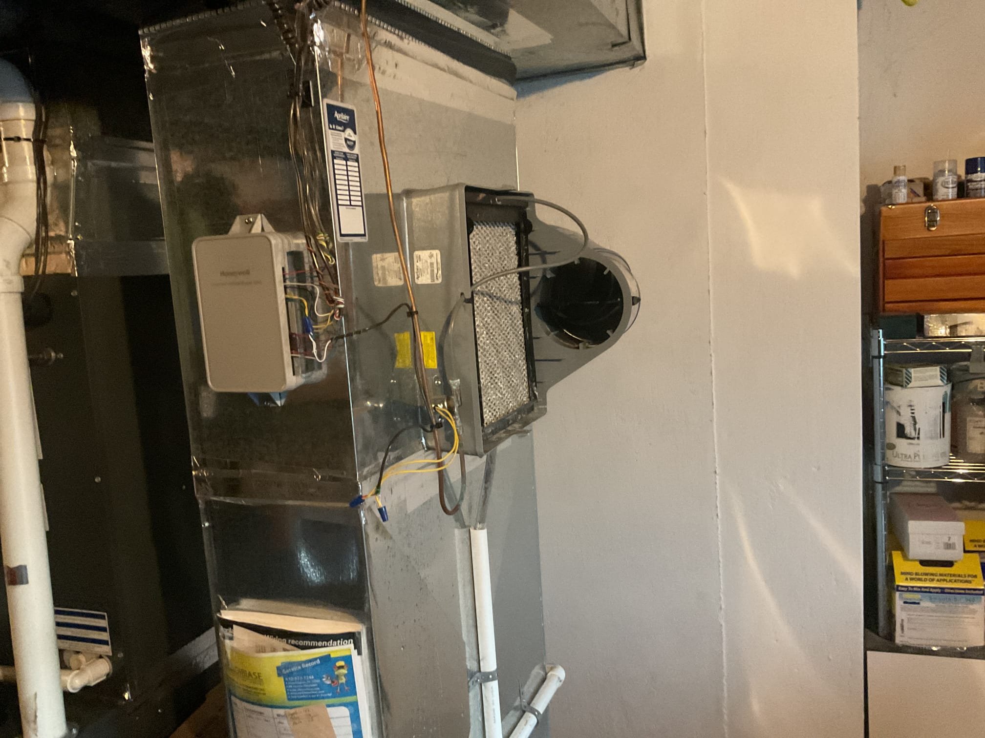 Fully assessed humidifier not working properly. Found humidifier getting 24 v to solenoid but barely trickling water thru. Also found tray for pad lots of mineral build up. Turned water shut off valve to off and found water did not shut off valve at water heater is broken. Provided estimate to repair humidifier and replace humidifier with 620 humidifier which saves water. Homeowner decided to go with replacement of humidifier and signed up for  maintenance plan for discounts. Will need to order in humidifier and come back and install. 
1-15-26 Luis, return visit to install new 620 humidifier. Install new water valve and new drain line. New humidifier, wired humidifier back to eim thermostat module, and activate humidifier so it runs with heat call and without heat call. Set to 35% humidity set point. Check water connections for leaks no leaks. Test humidifier operation ok. During same visit I performed heat tune up. Check all electrical connections and components. Clean sensor and burn
