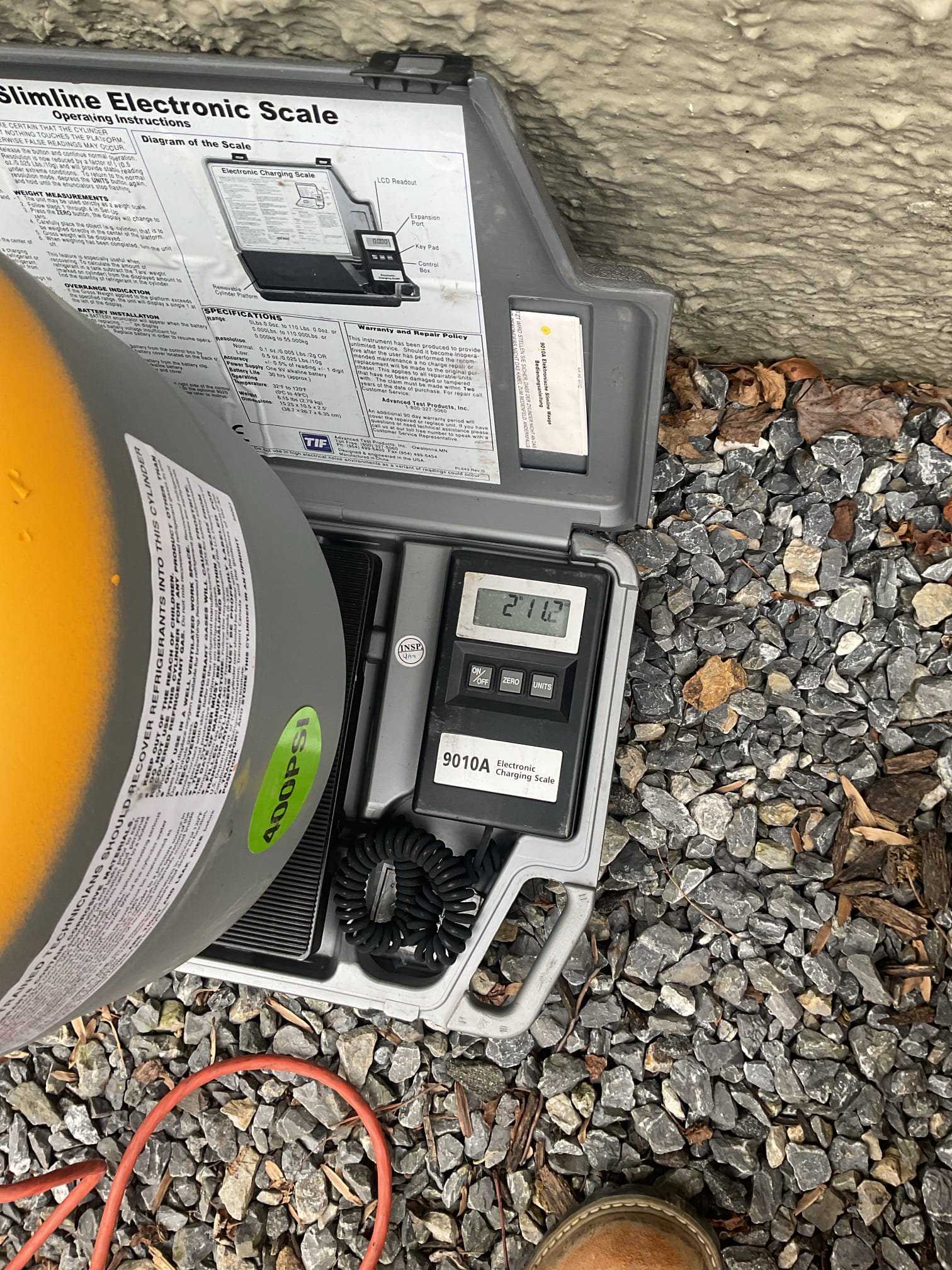 Recovered 2lbs 11ozs of r 454b refrigerant. System holds 7 lbs 2 ounces. Definitely has a leak. When I first arrived found a lot of oil at the true suction line going to compressor. Used soap bubbles and found schrader core was leaking. Pumped up system to 450 psi nitrogen and checked over entire system. Found no leaks at any of the linset connections, or where it passed into a sleeve under ground. Also checked factory connections of txv, no other leaks found. With new schradder core valve in place system held for over 30 minutes. Vacuumed system down to 420 microns. Added in factory charge. Tested operation. Pressures were 283/65 heating test mode. Temperature rise was 18 degrees. Heat pump is working properly at time of service. 