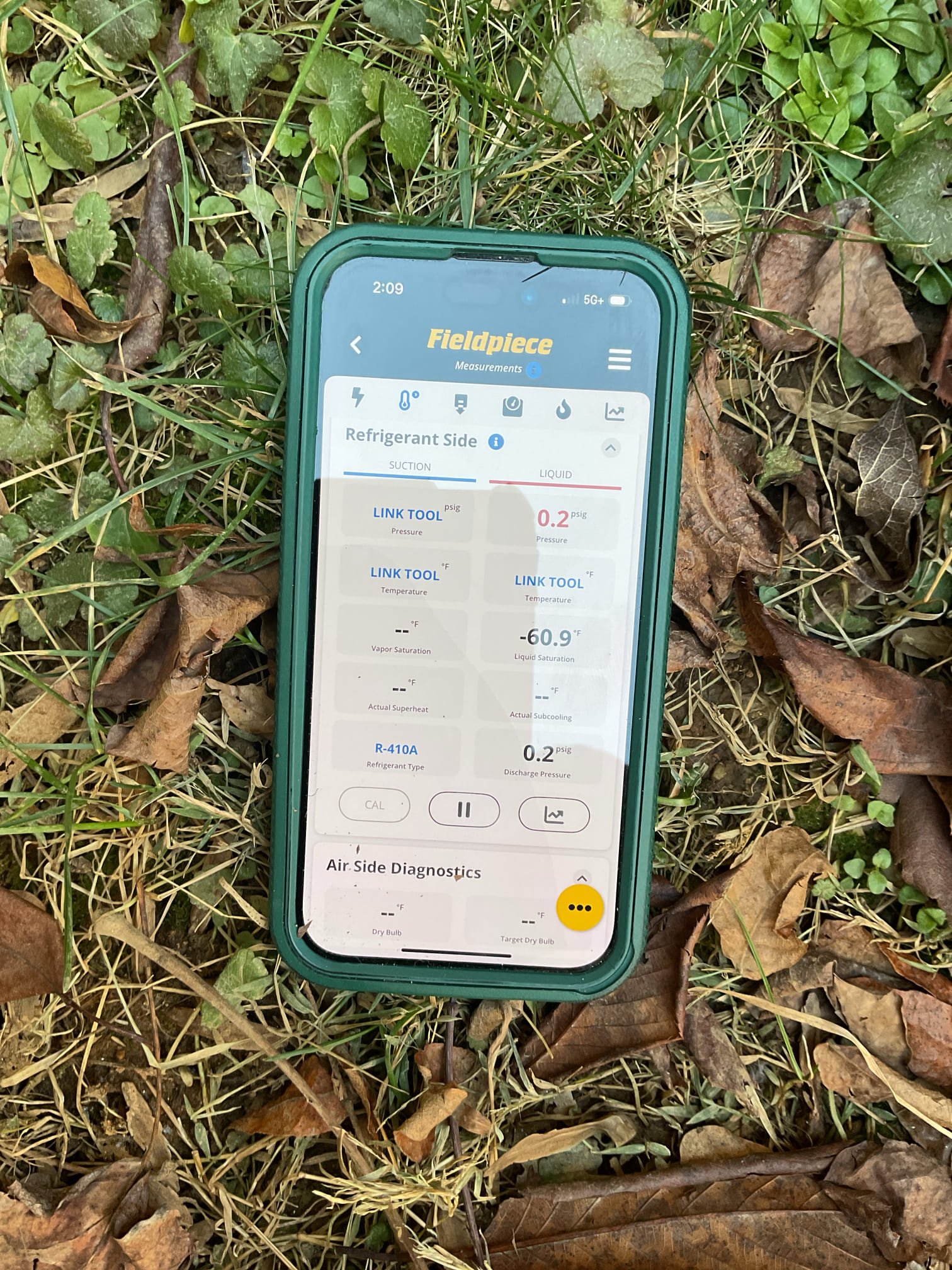 I arrived for no heat. Indoor auxiliary heat is working, but customer says outdoor heat pump is not running. I went to the outdoor unit put my gauges on found voided charge. I added a trace of gas and could see the outdoor unit my lead bulb for the TX was embedded in the outdoor coil, use my electronic leak detector bubbles and leak at that point on the coil. I took a video management will get back to the customer for labor pricing for the outdoor coil. Collected for my diagnostic for today’s service.
