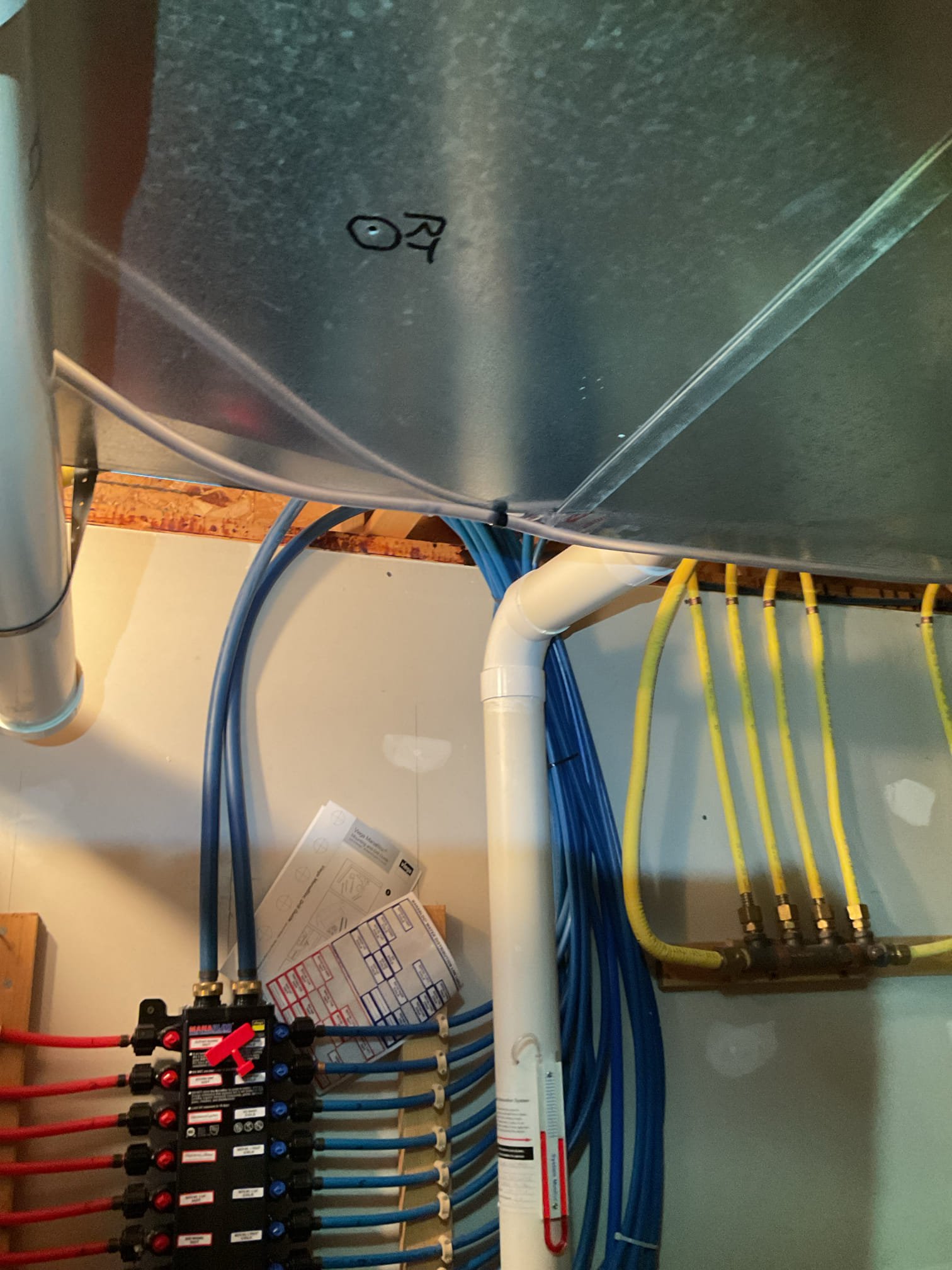 I arrived to the customers home to install and re route a 3/8 condensation tubing from the outside to the indoor main drain of the customers home. Installed and tested for leaks . Collected balance of $231.39 paid by cc. 