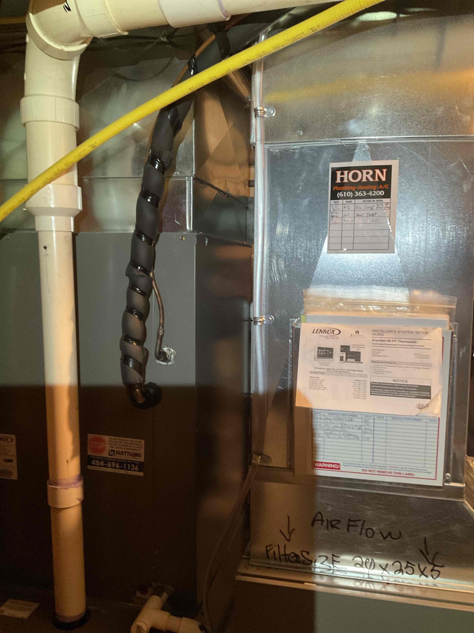 I arrived to the customers home to install and re route a 3/8 condensation tubing from the outside to the indoor main drain of the customers home. Installed and tested for leaks . Collected balance of $231.39 paid by cc. 