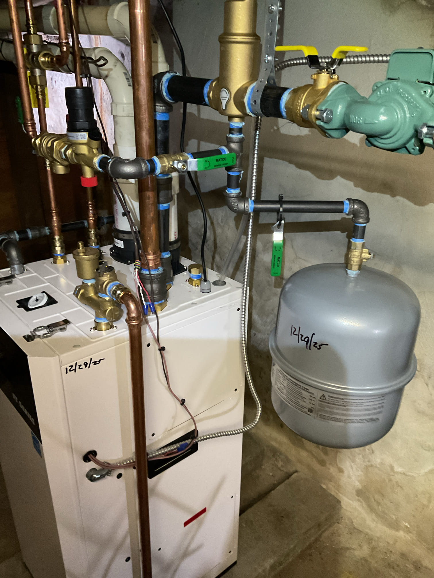 I arrived to the customers home to perform a Q.A on  there new laars 95% boiler . I started with inspecting the temperature and pressure gauge. I looked at the boiler for any water leaks around the whole system. I inspected wiring connections and the neatness of the total install. I inspected the ignition system and the water drainage and made sure the condensation pump was working fine. I inspected the expansion tank and the water feeder and the circulator for proper operation. I tested for combustion to be sure it was in correct system tolerance. I checked my return and supply water temps and checked the domestic side of the boiler. The new laars boiler is in good working order. 