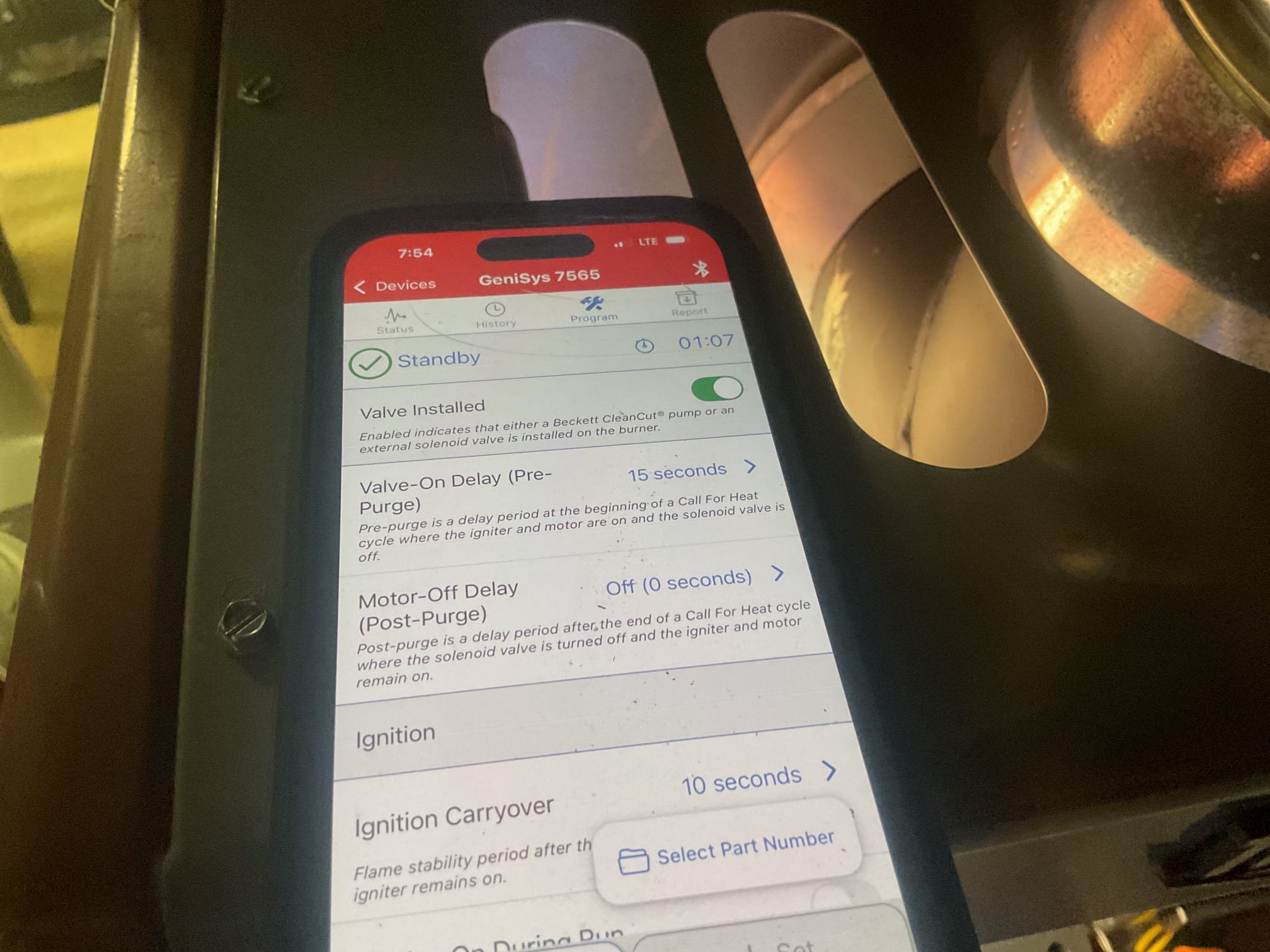 Found oil inside furnace and also some oil down in blower cabinet. Wipped out entire furnace with spray 9 and cleaned up oil residue. Connected to becket control with tech app. Updated control to the latest version. Also set up 30 seconds post purge for oil burner motor. Replaced .60x70b nozzle and found oxygen was at 10%. And co2 was at 8.28%. Adjusted air band now oxygen is at 8.2 % and co2 is at 9.55. Put paper towels under burner homeowner will let us know if she sees any more oil that excessive. 