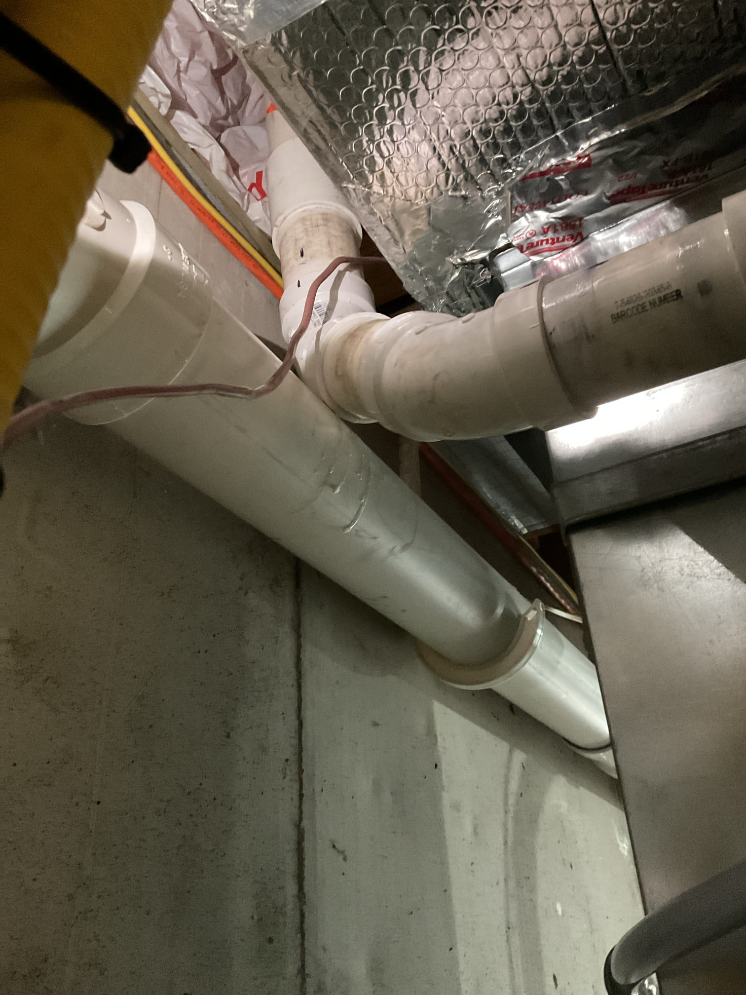 I arrived to the customers home and repaired a 2” pvc exhaust that was dripping water. I had to cut out an old section between the supply and the wall . Added a coupling 2” and 2 - 2” 45° pvc fittings. Primer and glued all joints. The system is back up and running. Collected for 556.07 not covered under warranty. 