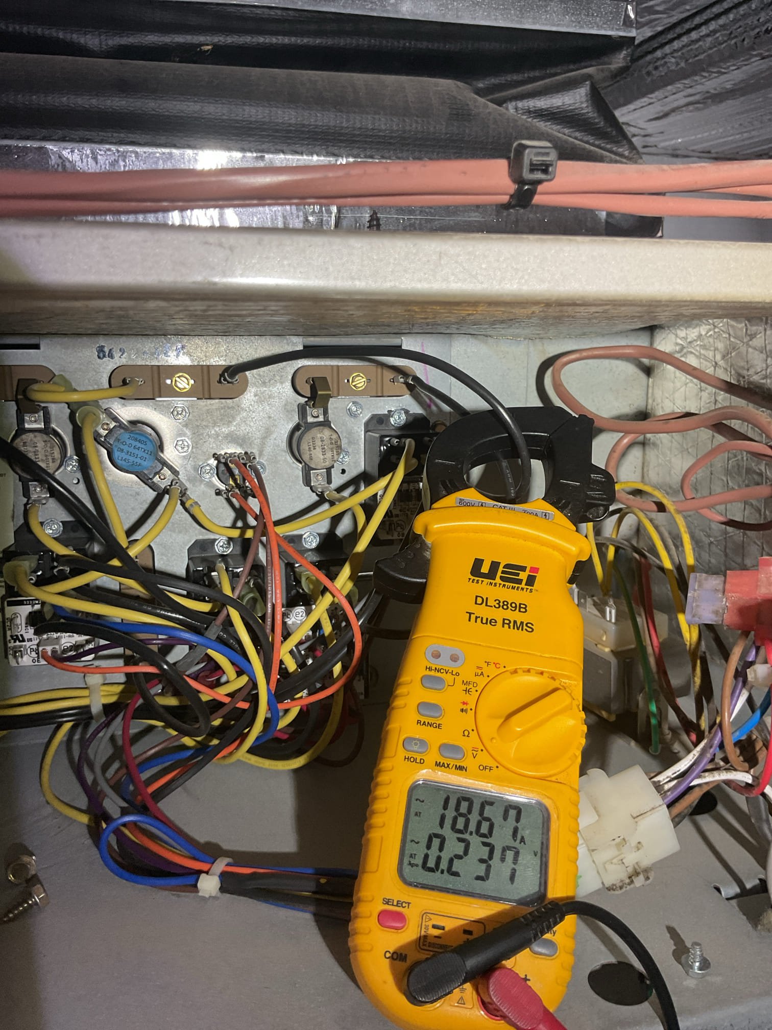 Completed heat tune up for 5 ton heat pump with 15KW electric heat kit,
Installed by Boyle energy in 2022. 

Replaced 24x24x1 filter; recommend replacing monthly 
Indoor and outdoor coils in good condition.
Inspected wiring, controls, electric motors and components. 18.7KW electric heat kit 75A (18.8A each element) Good. recommend and provided estimates of surge protection device for indoor blower motor. She agreed to X13 blower motor surge protector. Installed today. 
Outdoor unit has surge protector at disconnect.
They have a WiFi T6 thermostat set to comfort mode. I told them they could connect it to WiFi and lock out electric heat above 40°F outdoor temperature. Would result in lower utility bills. 
Measured temperature rise (68-95=27°) and static pressure
Inspected drains. 
Verified integrity of compressor and defrost cycle 
Checked refrigerant charge/pressures.

She asked about how to take care of outdoor unit with up coming snow storm. I told her every so often turn thermostat m