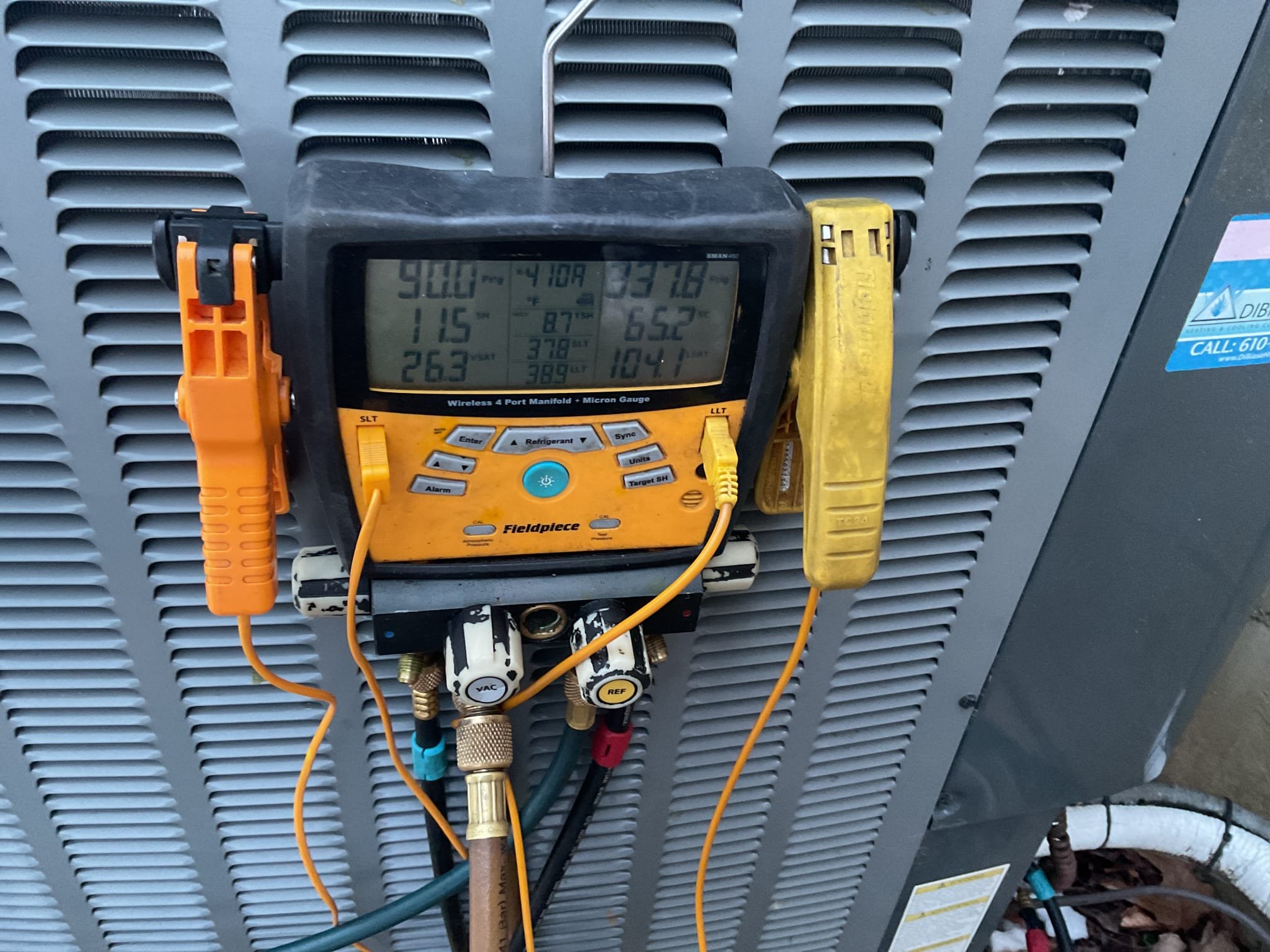 1/22/26. Removed old outdoor coil and installed new coil. Pressure tested at 350 psi and soap checked. Vacuumed down system to 500 microns. Added in factory charge 10lbs 8 ozs. Tested out heat pump system. Refrigerant pressures were 338/89. Re routed lines so they do not rub on anything. Heat pump system is working properly at time of service. 