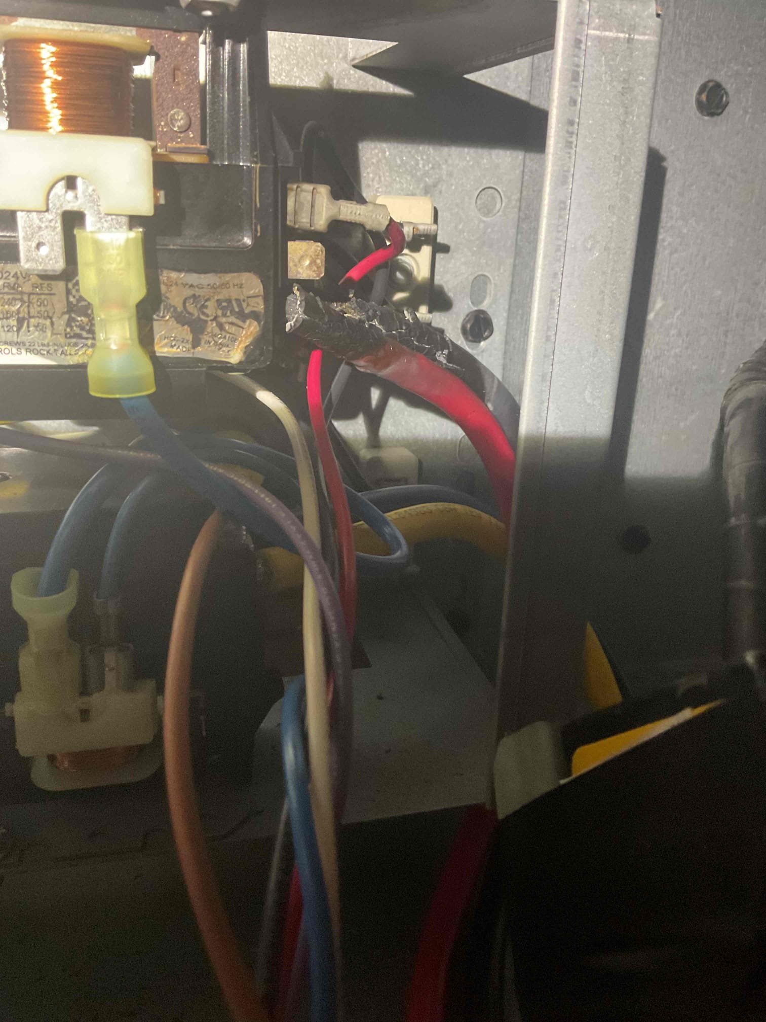 1/23/26
Heating check up on 4 year old 410A Amana Heatpump 

5 Tons with 20KW electric heat kit 

Replaced Aprilaire 213 filter provided by homeowner 
Indoor and outdoor coils in good condition.
Inspected wiring, controls, electric motors and components. Found burnt wires on one of the double pole contactors @ 20KW electric heat kit. Contactor terminals in bad shape on contactor. Replaced burnt Contactor and repaired wiring as necessary. Tested electric heat afterwards. 42.8 on EACH breaker: total amps 84 Good. I noticed that the breaker in panel that feeds the air handler is slightly oversized. It is a 150A. 110A is ideal according to most recent wiring standards. She will call electrician.
Left estimates for surge protectors.
Measured temperature rise and static pressure
Inspected drains. 
Verified integrity of compressor and defrost cycle 
Checked refrigerant charge/pressures. 

Heat pump operating well at this time.
Satisfied demand for heat setpoint 68° (from 64°) with outdoor tem