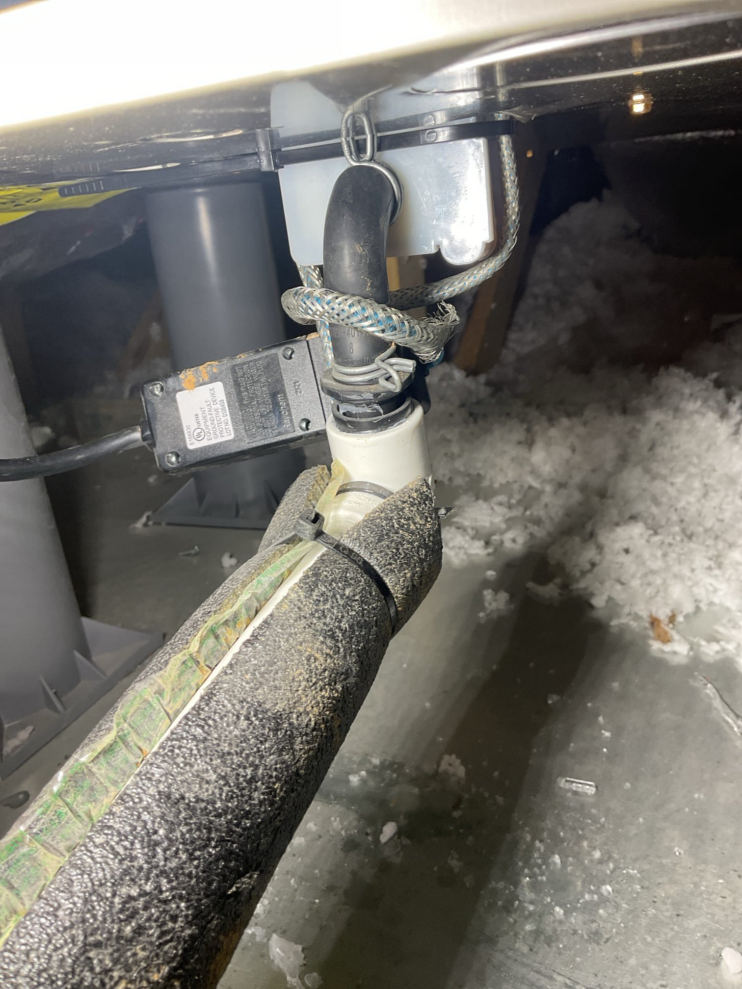 Fully assessed no heating situation. Found gas furnace locked out on a code  23 which is a stuck closed pressure switch. 
Found condensation trap frozen completely. Found it was not insulated by installing contractor and the heat tape was not wrapped around it. Provided estimate to correct. Took out drain trap and melted out under hot water. Wrapped heat tape around condensation trap and insulated with foam tape took pictures. Homeowner signed up for maintenance plan for discounts. Tested operation of gas furnace in attic space. Performed combustion test, gas furnace is working properly at time of service, 



