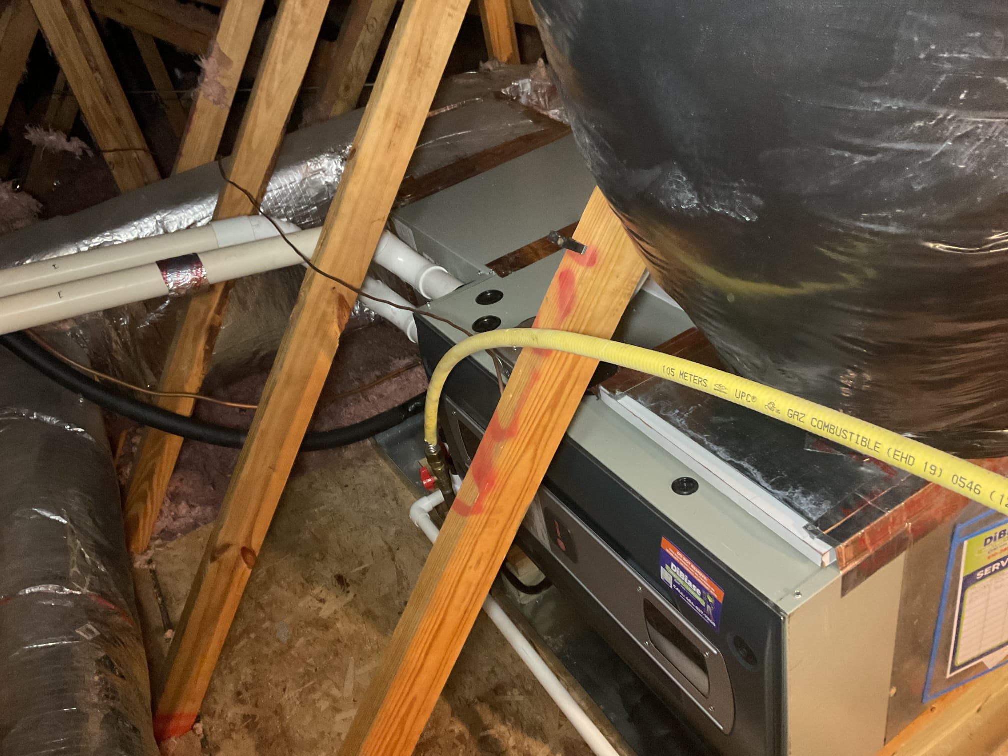 Found wet switch tripped from very small water leak from test hole on vent pipe. Performed combustion test and sealed up with high temp silicone. Also performed quality assurance while on site. Checked over venting and electrical, checked gas pressures. Checked penetrations and outdoor unit as much as possible. Gas furnace is working at time of service. 