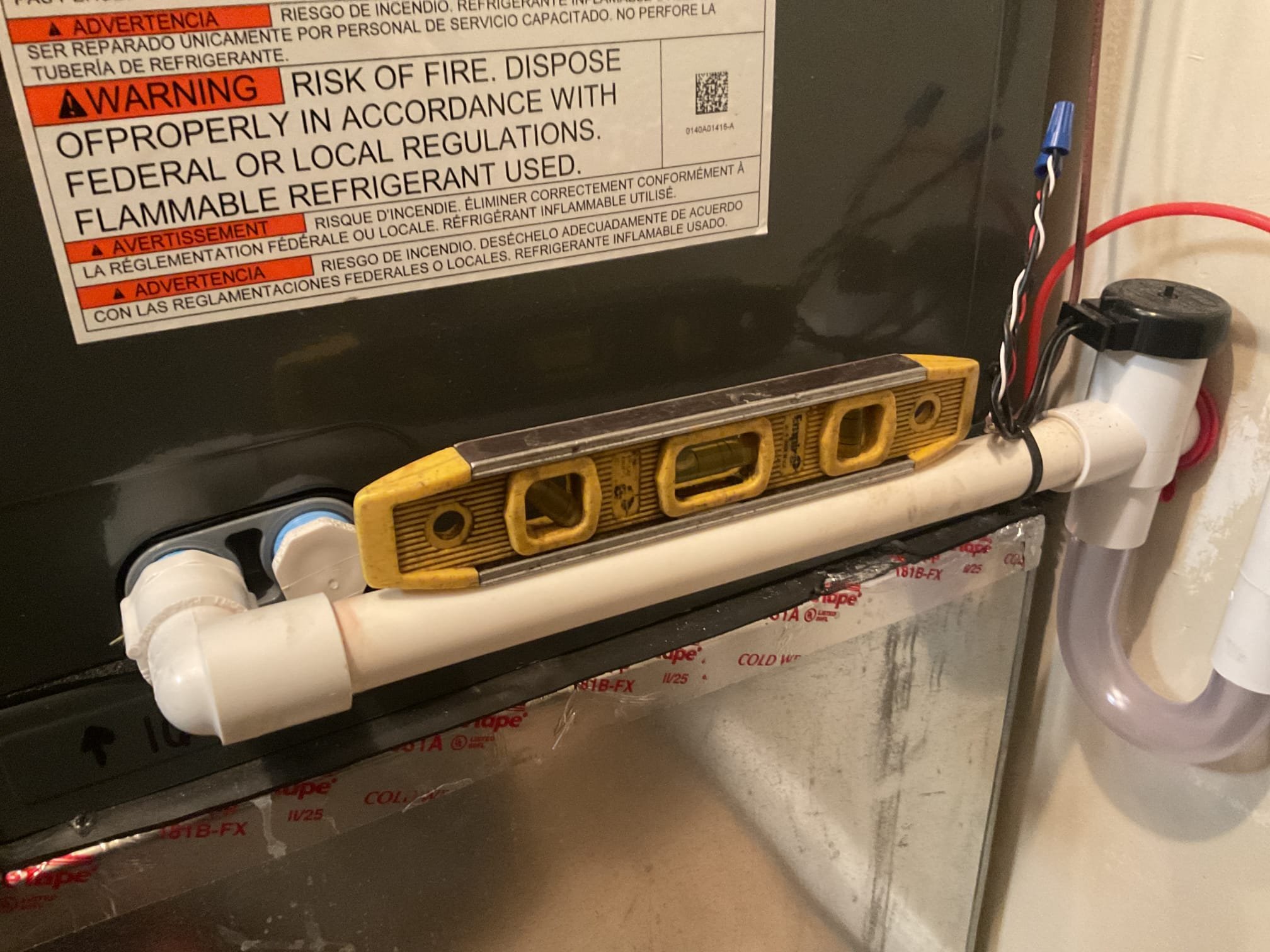 Performed quality assurance on recently installed Goodman heat pump system. Replaced 16x20x1 air filter. Checked all electrical connections and components. Checked temperature rise. Tested emergency heat. Found condensation drain was going uphill, re pipped condensation drain correctly. Checked r-32 refrigerant pressures. Heat pump is working properly at quality assurance. 