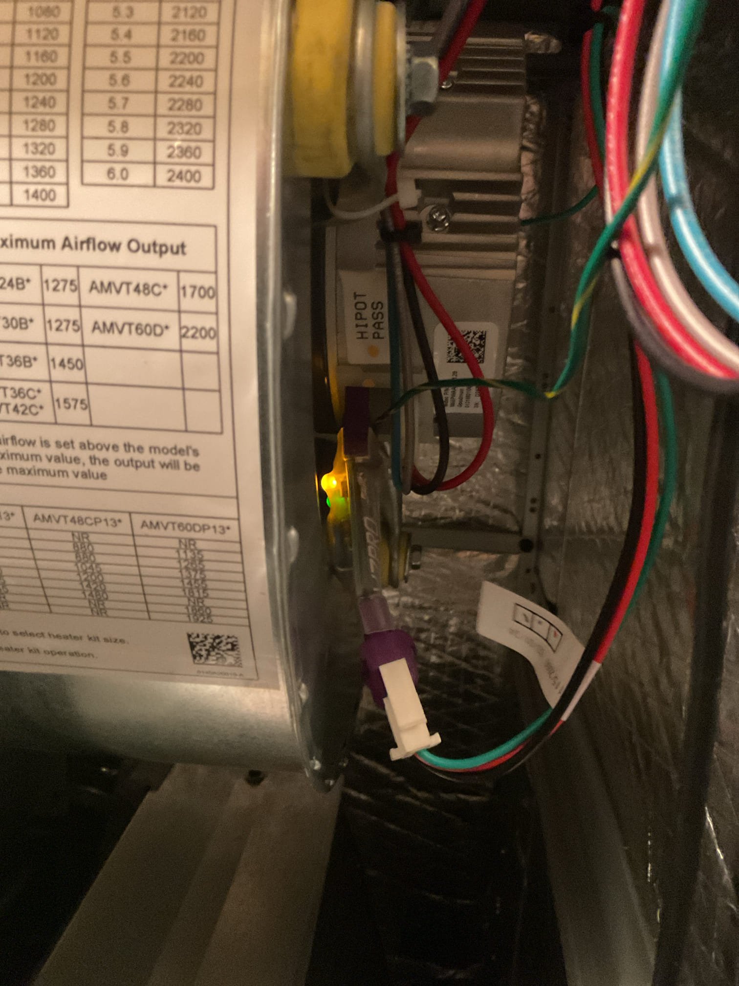 Performed quality assurance on recently installed Goodman heat pump system. Replaced 16x20x1 air filter. Checked all electrical connections and components. Checked temperature rise. Tested emergency heat. Found condensation drain was going uphill, re pipped condensation drain correctly. Checked r-32 refrigerant pressures. Heat pump is working properly at quality assurance. 