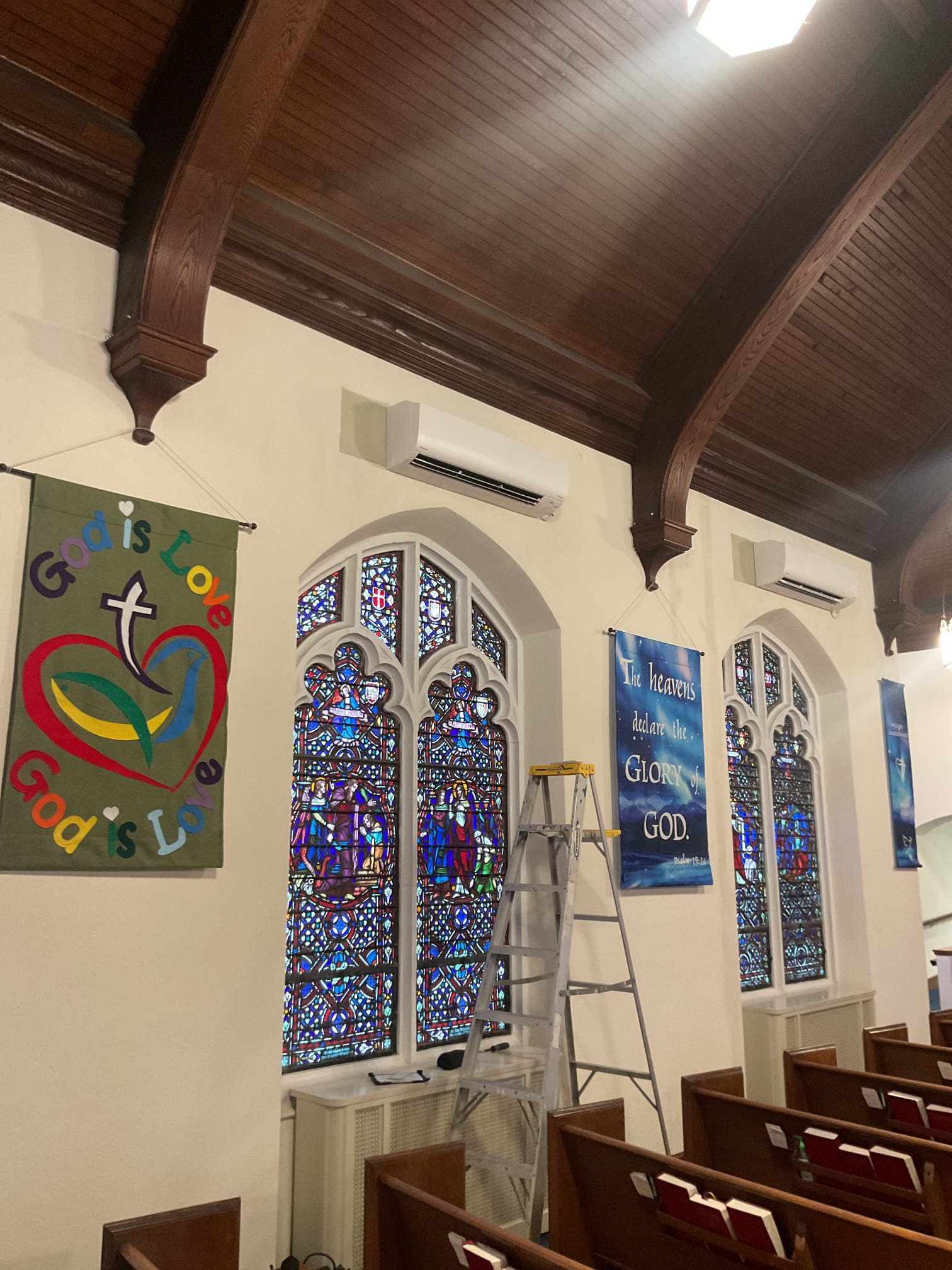 Back Left Minisplit unit locked out on E3 error code. High pressure incident/lockout,
Condenser fan blade was stuck against accumulation of icy snow. 
Outdoor unit covered in snow including outdoor fan blade and bout 1/3rd of outdoor coil. Filters were ok.
Cleared snow including making the disconnects to both of the unit on this side accessible.

If we get a decent snowfall again they will have to keep an eye on this, 

Temperature rise was 60-84

System operating well at this time.

When I got back to truck I realized payment wasn’t completed. I told office to follow up.