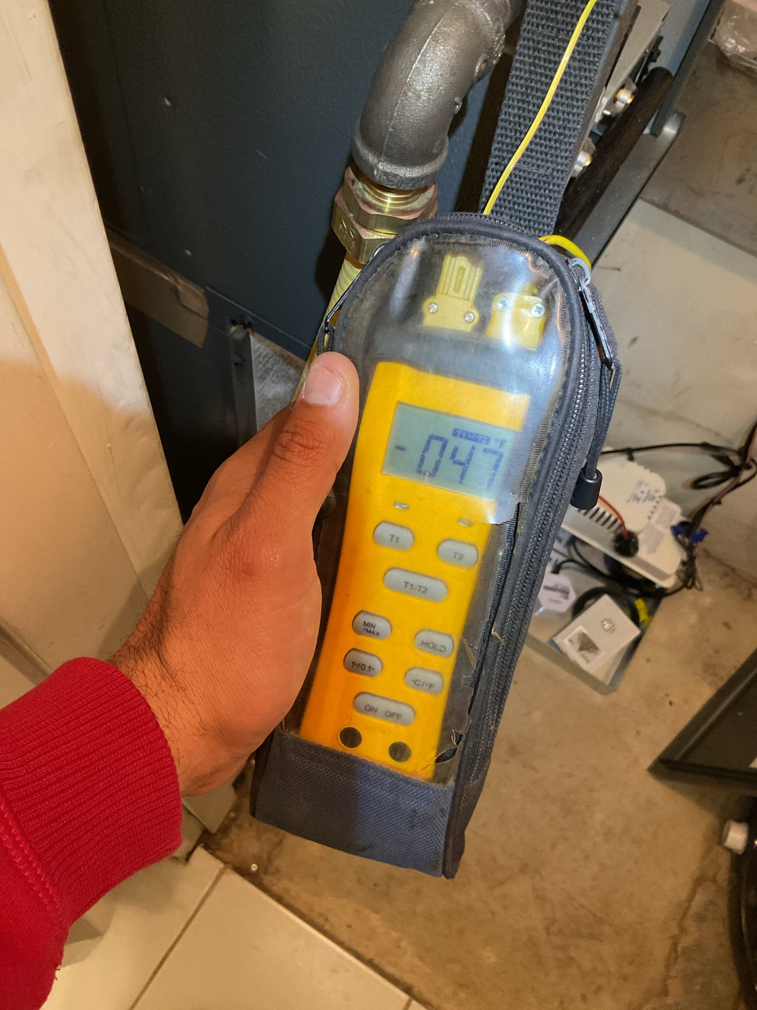 Luis 1-28-26 performed quality assurance on recently installed full system gas heat 80% and ac unit. Check system operation, customer brought up some concerns about the heating system issues with the thermostat found the thermostat was going back to scheduling which was 62° room temperature. I disable scheduling per customer. I check all settings on control board. Check static pressure and temp rise. I noticed error codes on control board. EeE, EBL those codes refer to blower motor issue. I took cover off and inspect wiring ok. I increase airflow to next number up. Temperature rise for low heat 45 degrees. High stage heat 50 degrees. Total external static pressure .55 wc at high stage. And .48 wc low stage. I cleared  error codes in case customer has issues we will now they are current codes. I also added A2l sensor was never installed to unit and a2l setting was disable a control module. System has sensor now. I took photos of water heater there are couple dents that Neal was able to 
