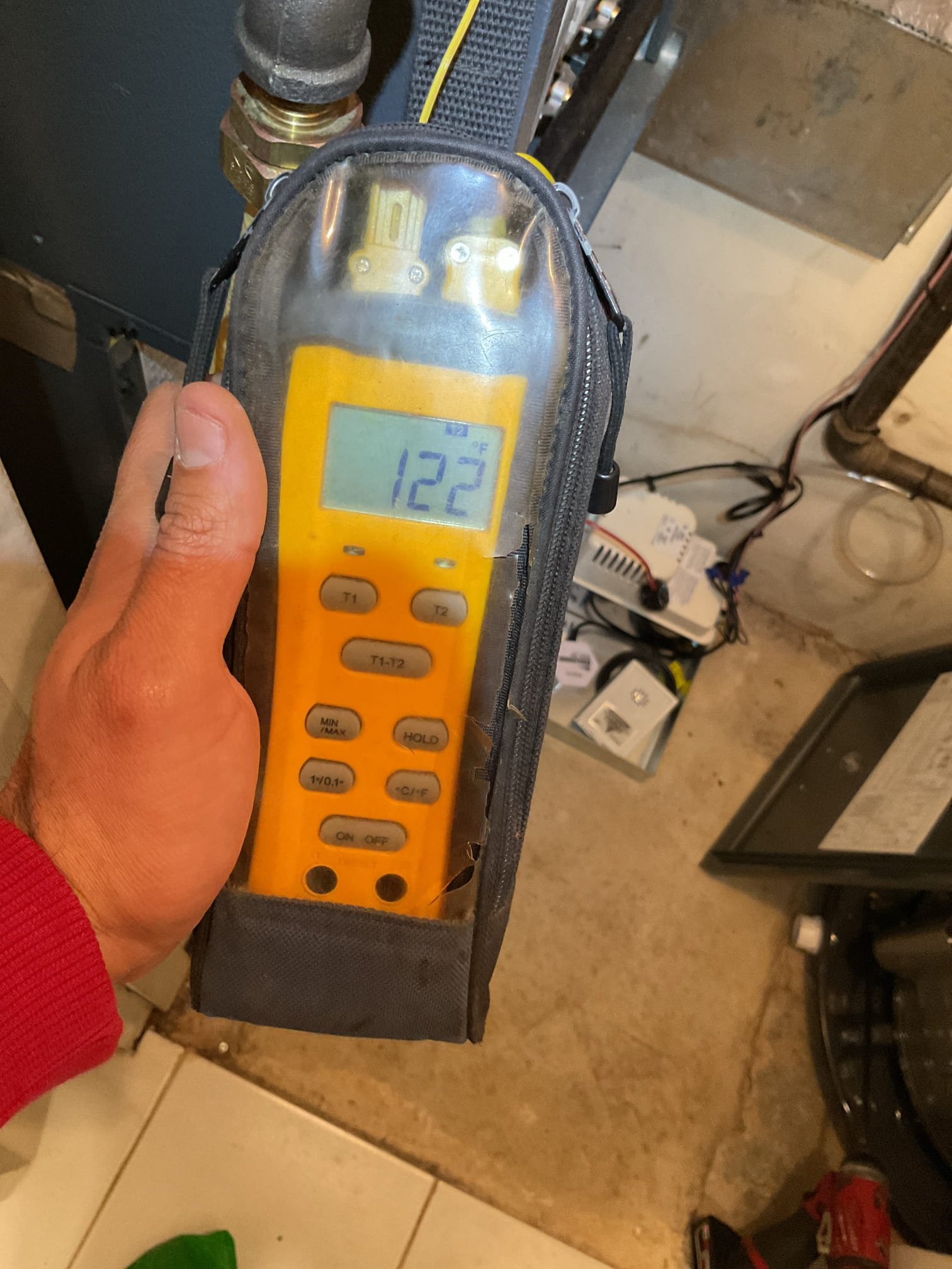 Luis 1-28-26 performed quality assurance on recently installed full system gas heat 80% and ac unit. Check system operation, customer brought up some concerns about the heating system issues with the thermostat found the thermostat was going back to scheduling which was 62° room temperature. I disable scheduling per customer. I check all settings on control board. Check static pressure and temp rise. I noticed error codes on control board. EeE, EBL those codes refer to blower motor issue. I took cover off and inspect wiring ok. I increase airflow to next number up. Temperature rise for low heat 45 degrees. High stage heat 50 degrees. Total external static pressure .55 wc at high stage. And .48 wc low stage. I cleared  error codes in case customer has issues we will now they are current codes. I also added A2l sensor was never installed to unit and a2l setting was disable a control module. System has sensor now. I took photos of water heater there are couple dents that Neal was able to 