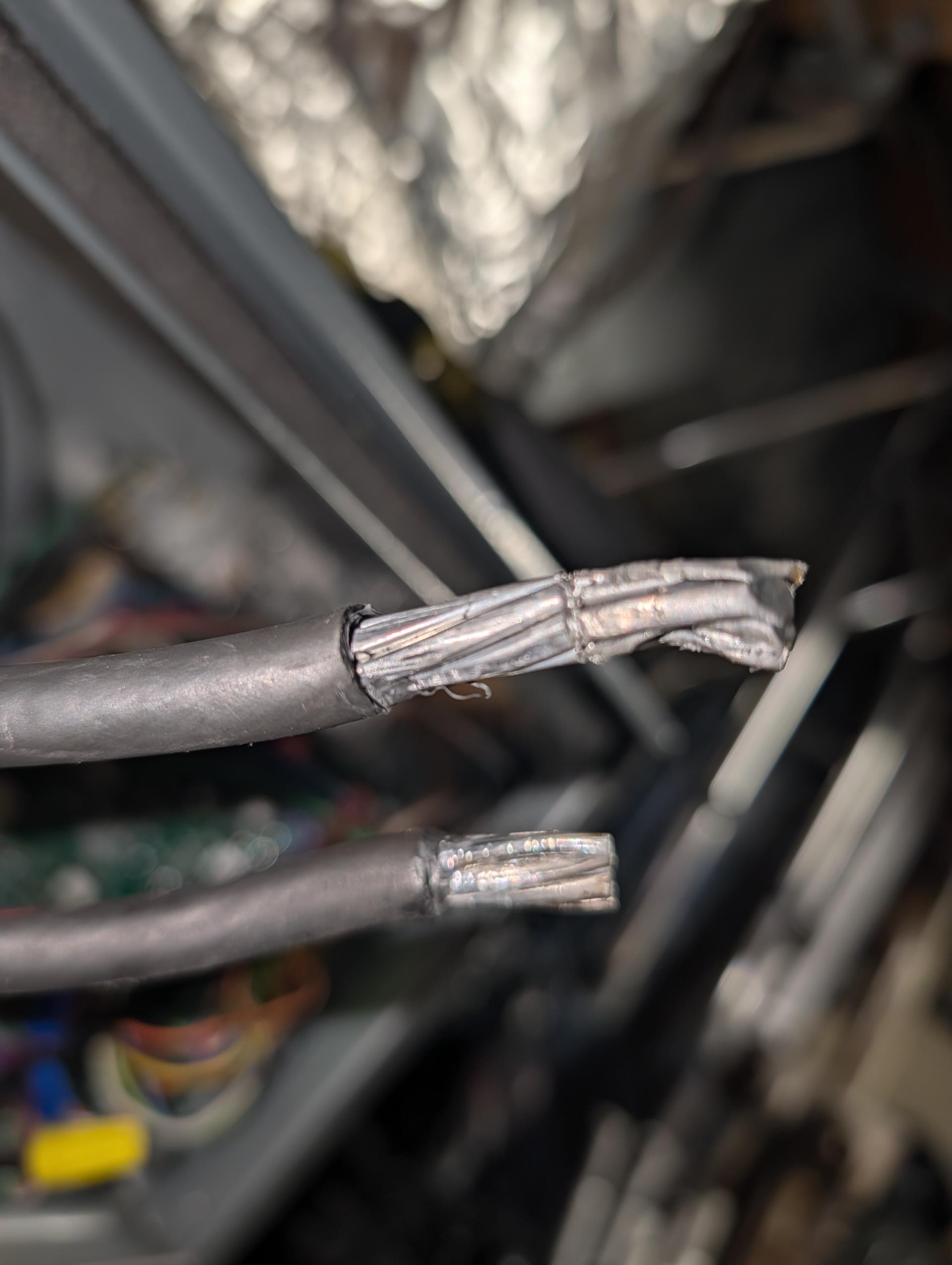 System installed 4/4/19 by Dibiase

Found severely burnt wires and terminals on single point entry kit.
They said it smelled and Robert said he could see burning in compartment and shut both air handler breakers and 100A breaker off at panel 

Feed wire is aluminum 4 gauge.
Installed new single point entry kit which includes new wires from kit to breaker. Part covered under warranty. 
Checked torque of all wiring connections including those of the contactors and air handler breakers. 
Also stripped back Aluminum 4 gauge feed wire using utility knife so as not to crimp or nick the strands and also made sure there weee no severe bends in feed wire.

Replaced 20x20x1 filter was very dirty.
Recommend replacing monthly.

Tested system: Air handler amps with 15KW electric heat kit 59 Good.

System operating well at this time. 