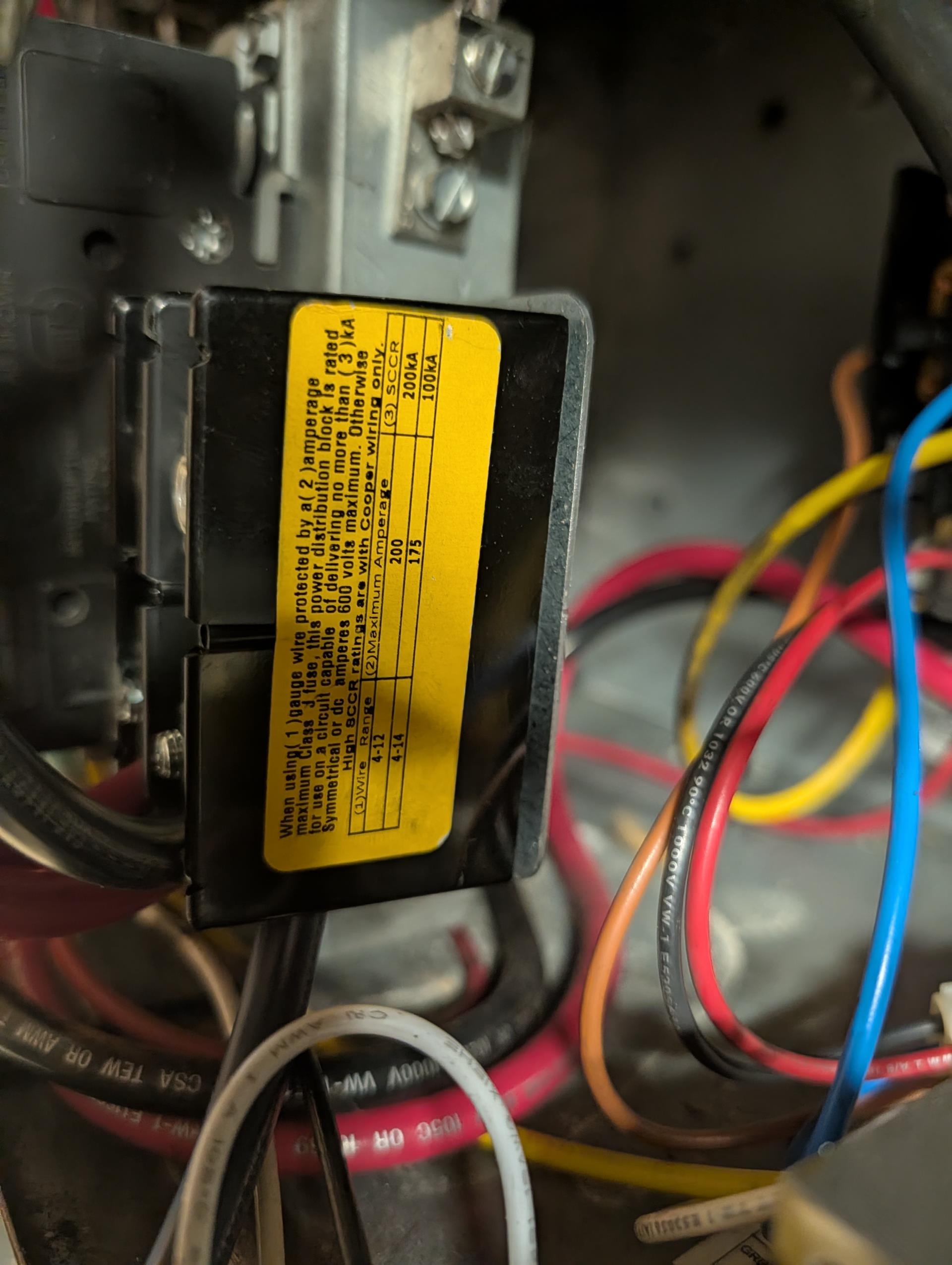 System installed 4/4/19 by Dibiase

Found severely burnt wires and terminals on single point entry kit.
They said it smelled and Robert said he could see burning in compartment and shut both air handler breakers and 100A breaker off at panel 

Feed wire is aluminum 4 gauge.
Installed new single point entry kit which includes new wires from kit to breaker. Part covered under warranty. 
Checked torque of all wiring connections including those of the contactors and air handler breakers. 
Also stripped back Aluminum 4 gauge feed wire using utility knife so as not to crimp or nick the strands and also made sure there weee no severe bends in feed wire.

Replaced 20x20x1 filter was very dirty.
Recommend replacing monthly.

Tested system: Air handler amps with 15KW electric heat kit 59 Good.

System operating well at this time. 