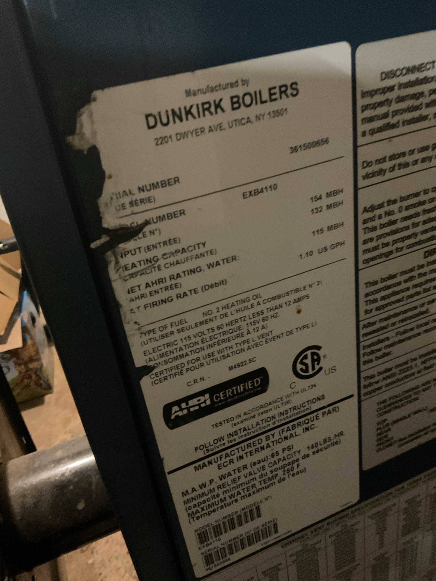 Fully assessed no heating situation on 2017 oil boiler. Found primary control tripped out. Hit the reset and found oil burner motor not spinning oil pump. Opened up transformer and pushed on burner motor wheel. There was a hard spot in the bearings was able to free burner motor for now But highly recommend replacing oil burner motor. Do not have one on the truck will need to return and install oil burner motor. Showed homeowner how to spin motor free to keep it running. Oil boiler is working at time of service. 
1/30/26. 
Replaced oil burner motor and tested operation. Also performed precision oil tune up on dunkirk oil boiler. Replaced Rf1 oil filter and .85x60b nozzle. Checked all electrical connections and components. Found ice frozen in bottom of oil canister, this can cause lock out issues. Recommend to let oil delivery company know to add a fuel additive. Brushed and vacuumed out heat exchanger. Performed combustion test. Oil boiler is working properly at time of service. 