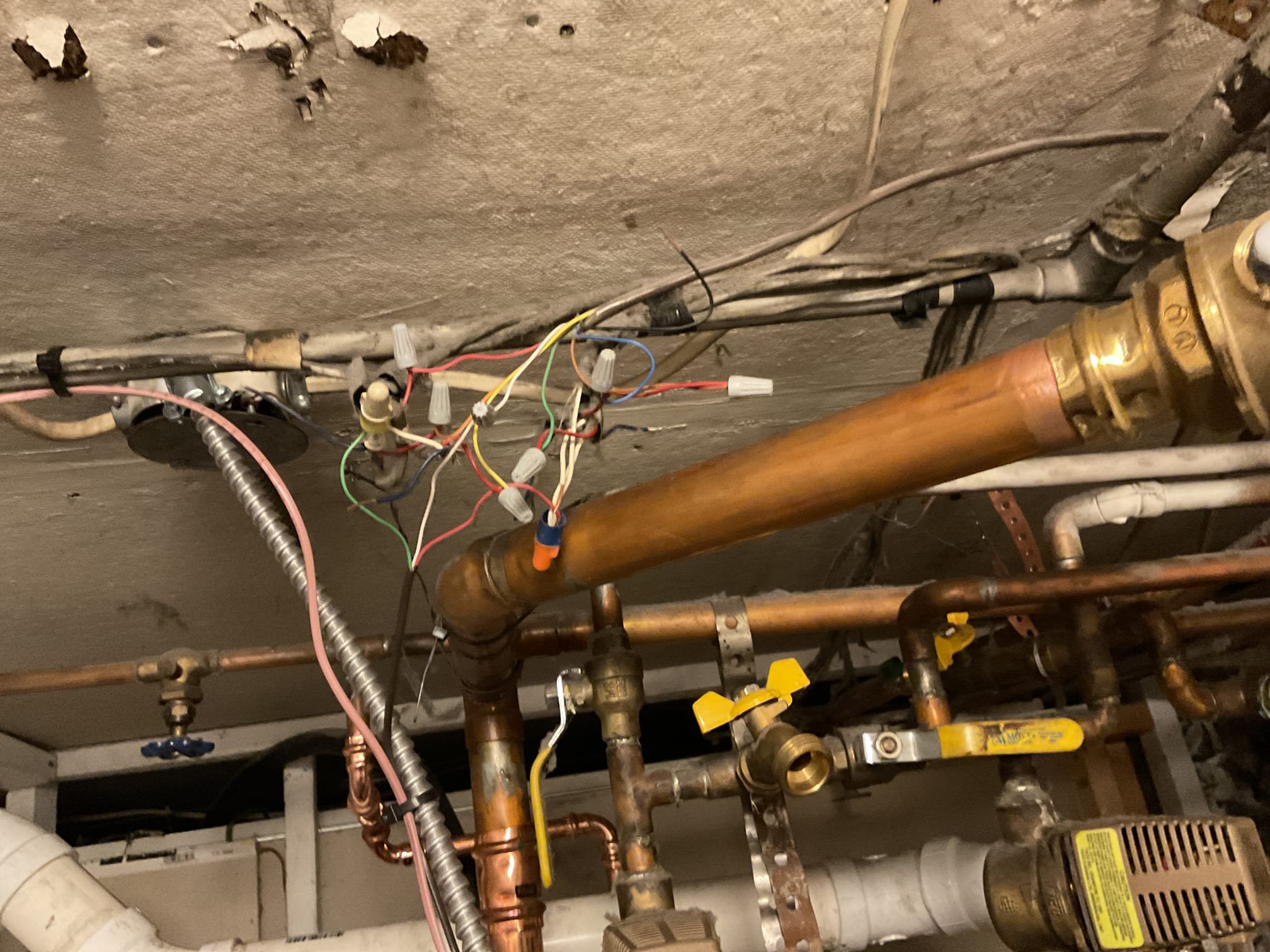 When I arrived found some water on the floor found condensation pump tab was not removed from pump, removed and tested out condensation pump. Found 3rd floor loop air bound , bleed air from loop. Homeowner would like us to come back at a later date to perform q.a. Also found white wire popped out of wire nut to third floor , wired in 3rd floor is now getting hot. Boiler is working properly at time of service. 