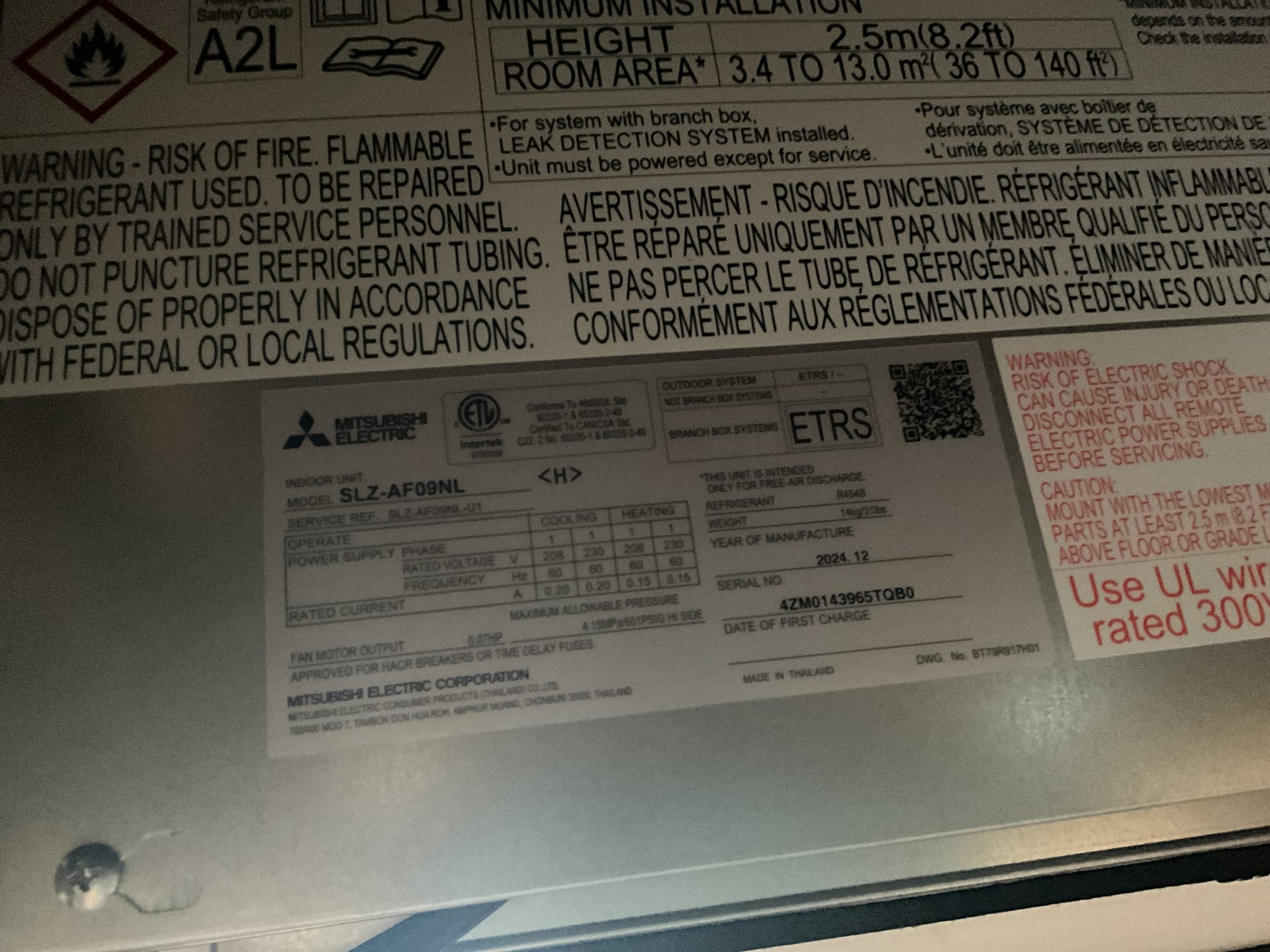 Performed quality assurance on 7 cassette head mini split system. Checked all electrical connections and components. Inspected flare connections. Checked 454b refrigerant pressures. Checked temperature readings coming out of the indoors ranging from 103-105f. All units are working properly at time of service. WiFi modules are on top of cassette units, did not have a clear description in installation manual how to install. 