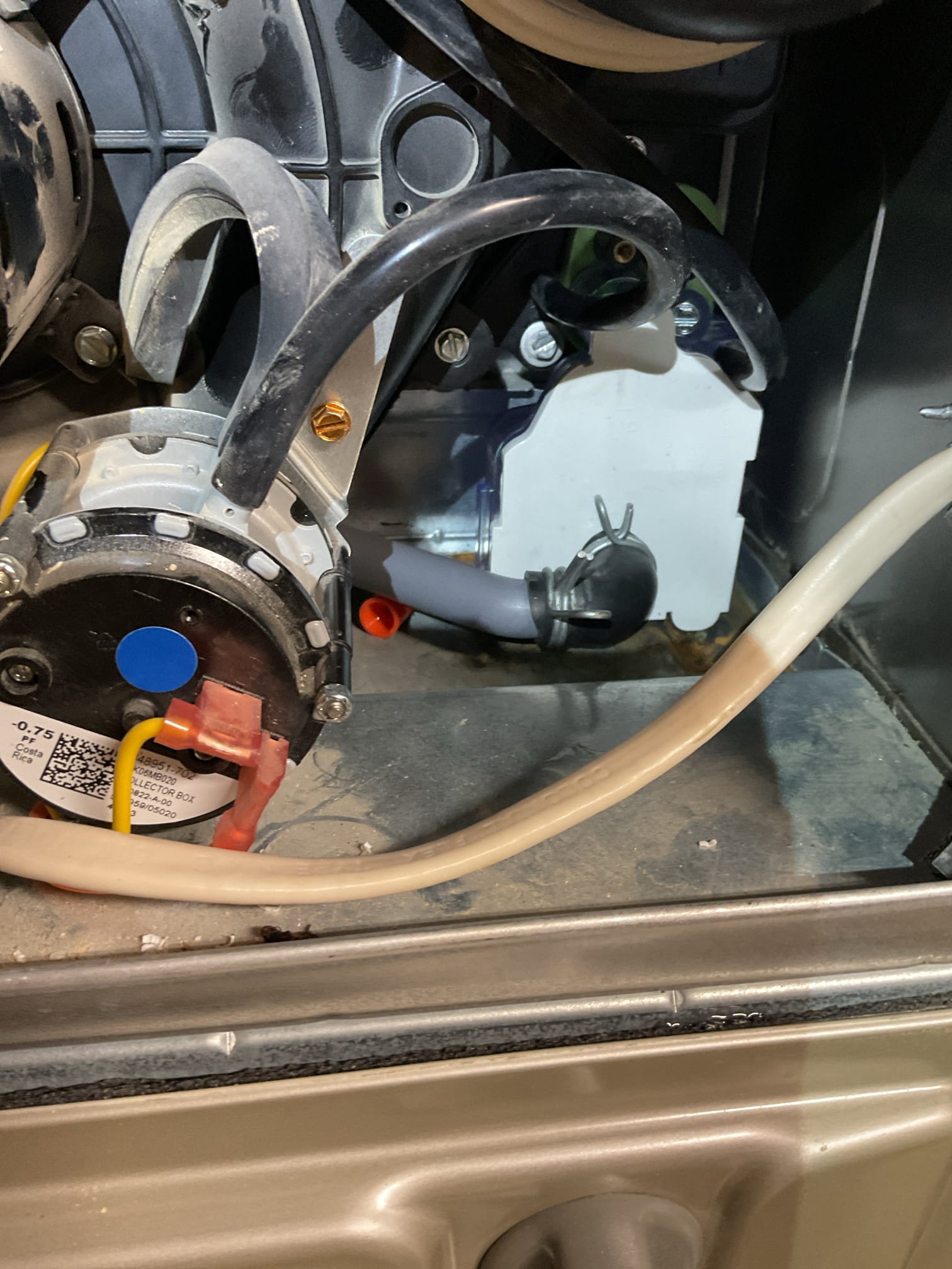 I arrived to install a new furnace trap and replace a leaking 3/4 “ fitting in a carrier furnace 2 yrs old . Turn power off to the system and I removed the trap. Removed the old gasket that was wearing down and replace a new gasket at the trap was installed. I noticed whoever put the system in put the Gromit in backwards which is not gonna work properly or give you enough room  to add a clamp . I had to put in a new 90 with a new coupler and run a new half-inch line pvc ,  which came with the kit. Once everything was completed, I turned the system back on and tested for leaks. No water leaks at this time and system is back up and running and drain fine into the sump. I collected the balance due for $269.22 paid by cc . 