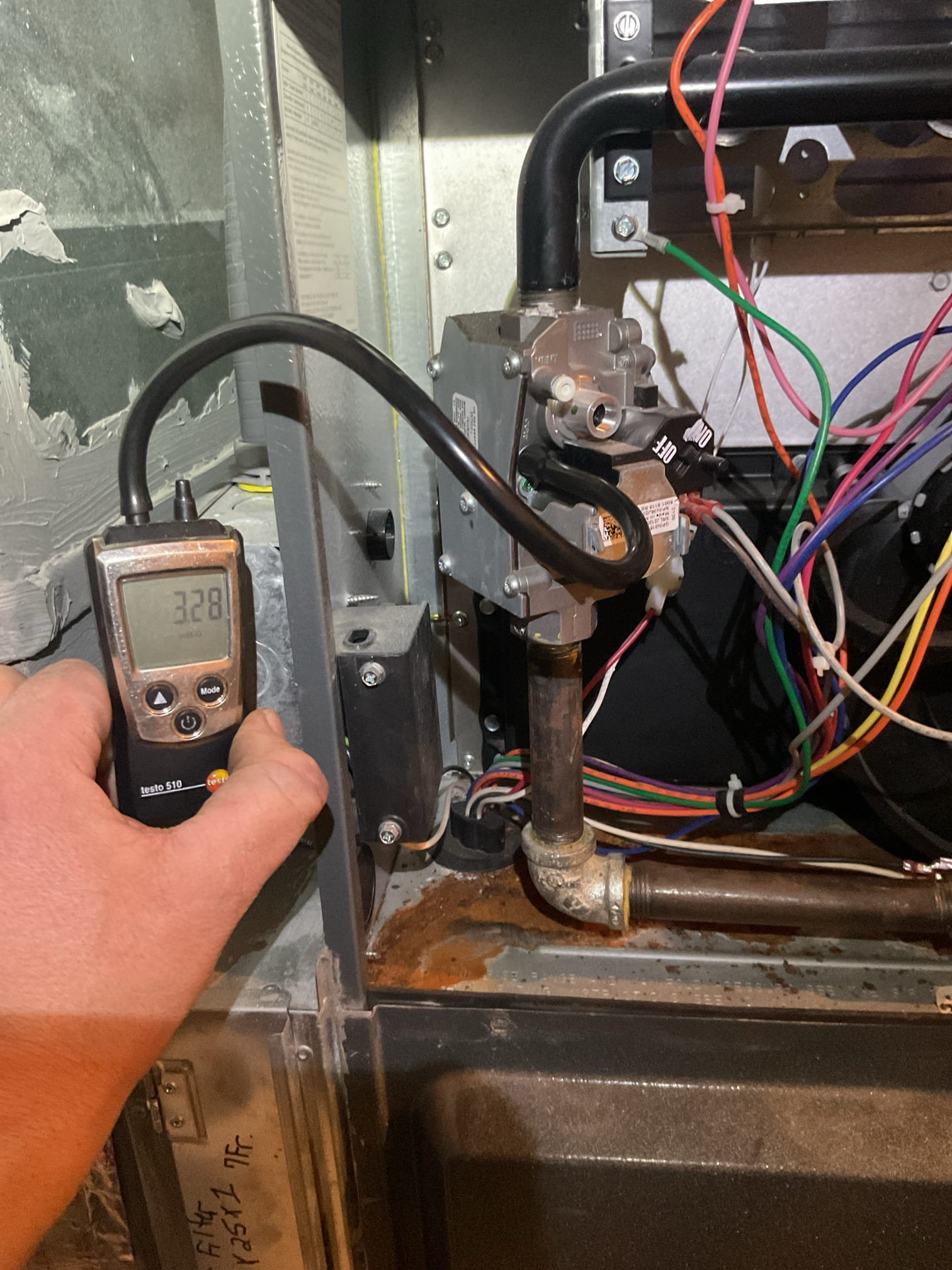 Found 1st floor unit cutting off on high limit.
Very dirty filter, caked in drywall dust. They had just replaced 1/15/26… must be pockets of drywall dust in the returns. Explained how to check for this at return registers.
Also found some water in burner compartment coming from inducer. Caulked part of inducer that is leaking and left estimate to replace under parts warranty. Parts warranty expires 5/1/26.
Strapped water heater exhaust.
Removed bird from furnace exhaust. Explained how to cover exhaust with window screen at exhaust. I didn’t have any to offer. 

Found second floor inducer leaking as well. Provided email estimates. 1 to caulk and another to replace inducer. 
Provided estimates for wet switches and blower motor surge protectors as well.

1st floor Furnace passes combustion analysis testing
