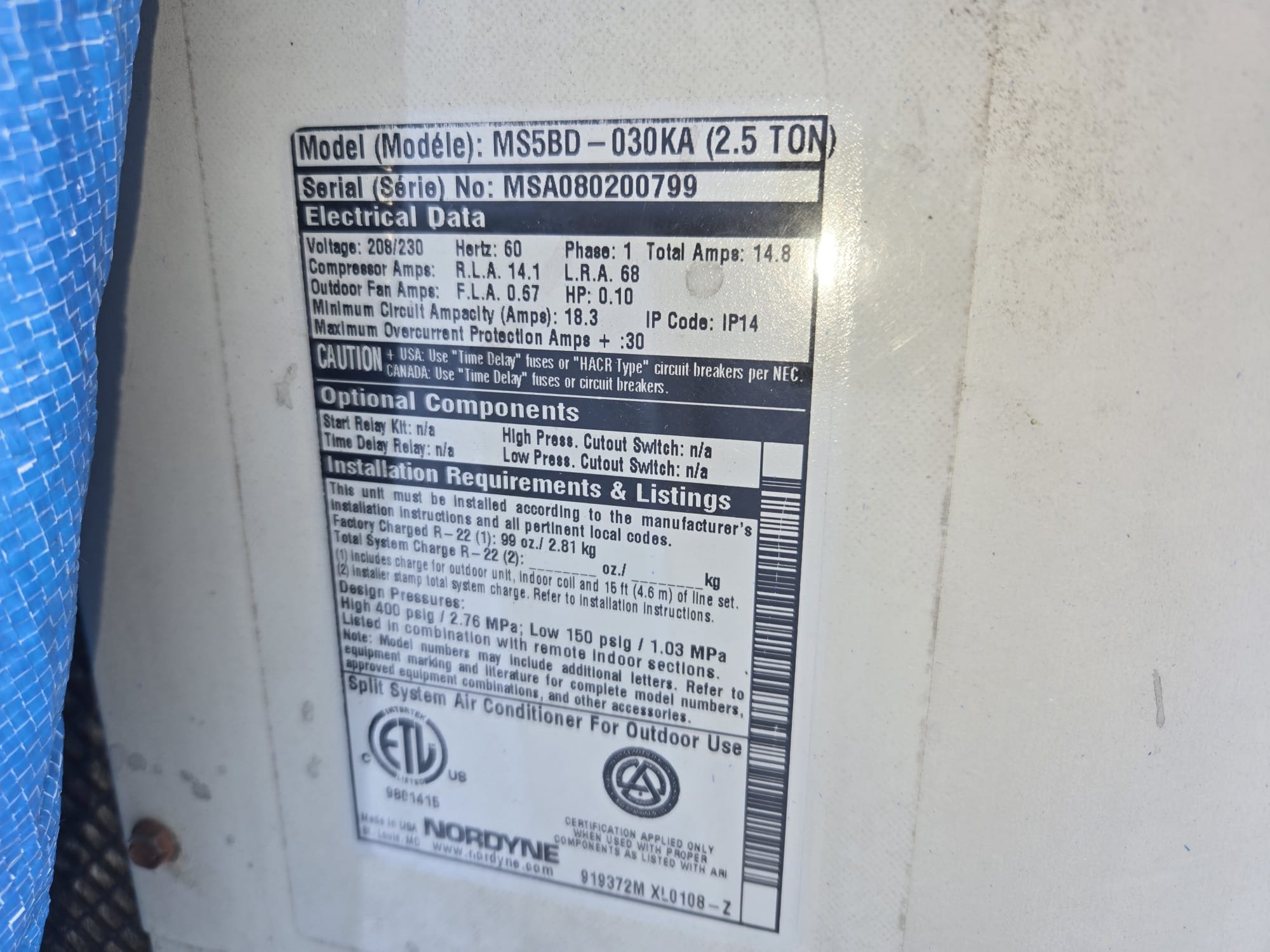 Had a budget of $3,000 for condenser and coil