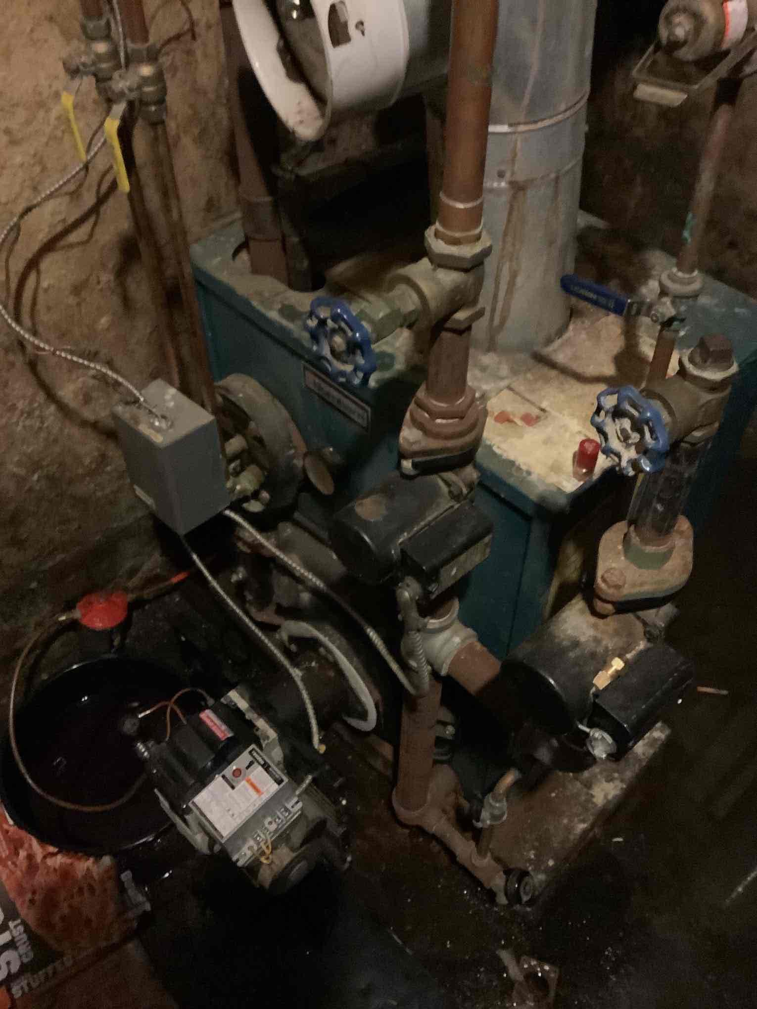 I arrived for service call on the oil fired boiler. The customer said it is completely locked out. He can’t reset it. I found that the inside of the boiler did collapse and there’s suit on top of the unit inside of the unit coming up through the gaps onto the pipes and on the on the flue  pipe. The boiler is 25+ years. . Customer is scheduled for an estimate tomorrow morning for a new boiler pricing. I collected for $149 paid by credit card.