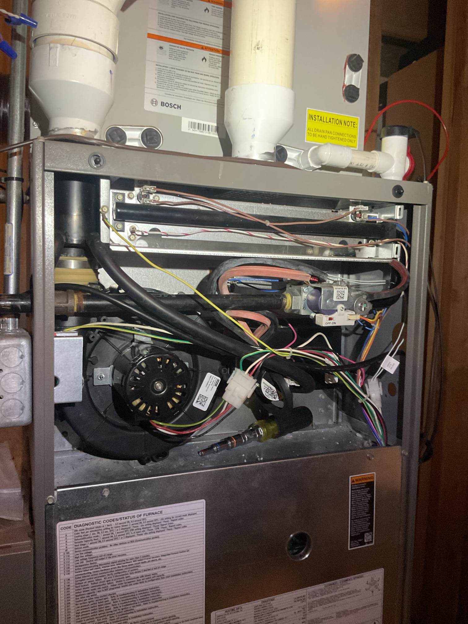 System was running when I arrived.

He said this morning it had dropped to 60° in the bonus. He reset power and system began working again.
Found error codes related to pressure switches not closing (228,224,225)
Occasionally the furnace dual pressure switches are opening.
There is more than adequate draft (-1.5”) only 1” is required.

Provided email estimate to replace dual pressure switch.
I cannot offer universal in this scenario because both switches are occasionally acting up.

Ignitor has wear recommend replacing Ignitor. Provided email estimate. 

Also noticed a gasket misplaced and Lin the line of flame in front of burners. Cut back this gasket enough so that it is not in the direct path of flame and reassembled everything.
During my final test I realized what was causing the pressure switch not to make. The inducer has made itself itself loose during operation the right side screw is ever so slightly stripped and will not seat properly against the secondary cover plate.
So min