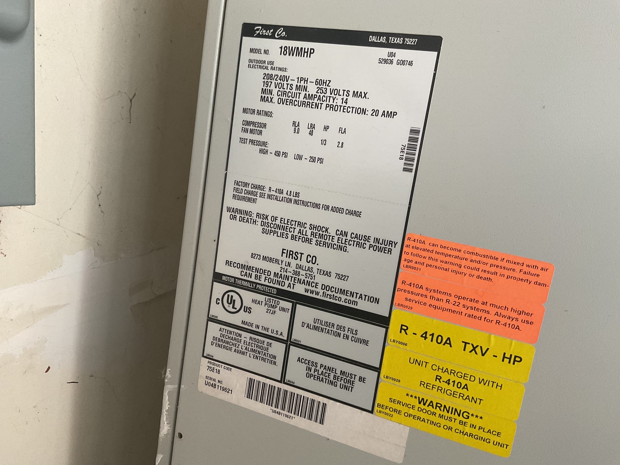 Fully assessed no heating situation. Found system was only putting out roughly 70 degrees supply air with return temp at 65 degrees. Hooked up gauges and found thru the wall heat pump system low on charge. Pressures were 233/43. The system is leaking refrigerant. They wanted to charge up system. Added 1 1/2 lbs 410a provided by the pointe. Pressures are now 276/87. Temperature rise is now 22 degrees. Do not know how long charge will last but heat pump is working at time of service. 