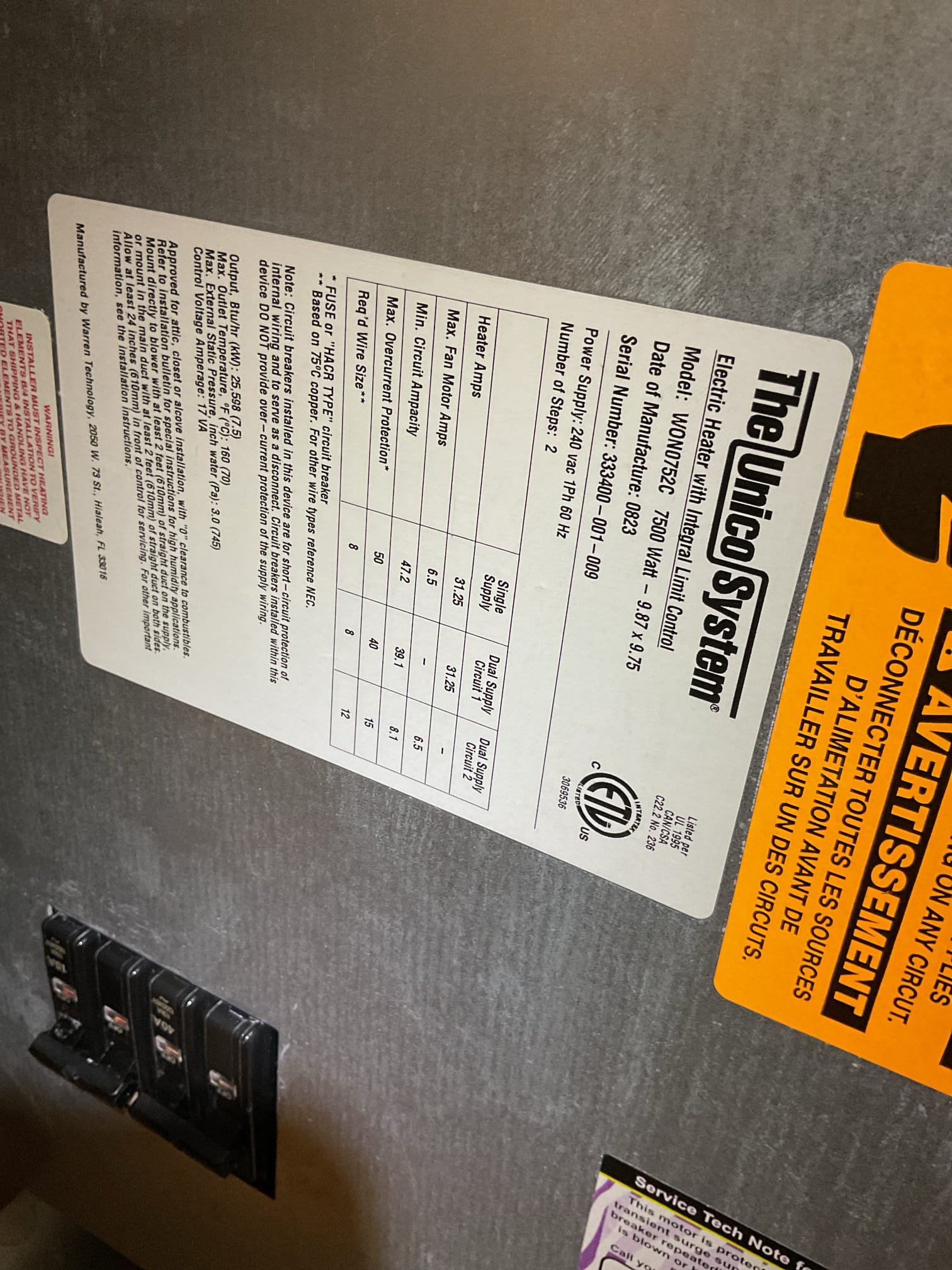 Luis 2-10-26 customer called in because she thinks auxiliary heat was not coming on for first floor system, second floor is ok. I manually tested back up heat ok no issues with back up heat. I check settings on thermostat all settings on thermostat are fine. Outdoor back up for electric is 35 F with two degrees temperature difference. I troubleshoot thermostat and I was able to bring electric heat and regular heat pump at the same time. Settings are correct, at the end of the call I noticed thermostat was  running back up heat. Outdoor temperature is 35 F and thermostat setting is 35 F. Thermostat might not be working properly at some times. Provided estimate to replace thermostat. Thermostats about three years old other company installed thermostat not sure if it’s warranty. Parts department to check warranty. 