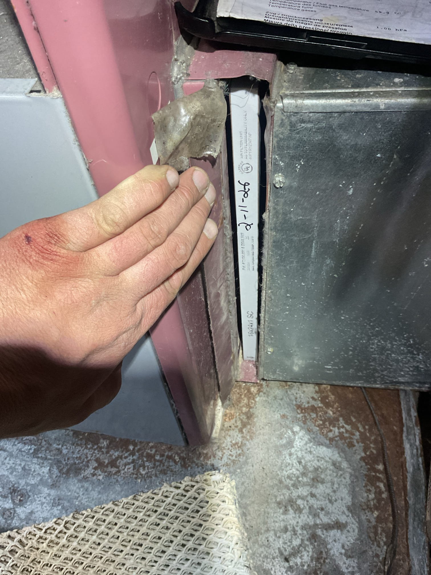 Humidifier has not been serviced for years.
Pad was a hard brick and the material of pad was caked on to the housing.
Put a new pad in for the sake of keeping it cleaner. Provided by homeowner was new pads there.  
The water level sensor assembly switch is stuck open. Need new water level sensor assembly. provided email estimate to repair.
My recommendation is to replace this humidifier altogether with one that is more effective. Provided email estimate for new humidifier. Proved that water is present at inlet of humidifier line (solenoid) left feed valve closed until we can get humidifier working (repair or replace).

Completed heat tune up for thermopride oil furnace. Furnace is fro, 2007. 

Replaced 16x24x1 filter, was very dirty, recommend replacing every month, 
Cleaned heat exchanger and inspected flue piping and chimney. 
Replaced spin on oil filter, strainer with gasket and nozzle.
Inspected electrode condition and alignment, transformer, cad cell eye, and air bands for debris.