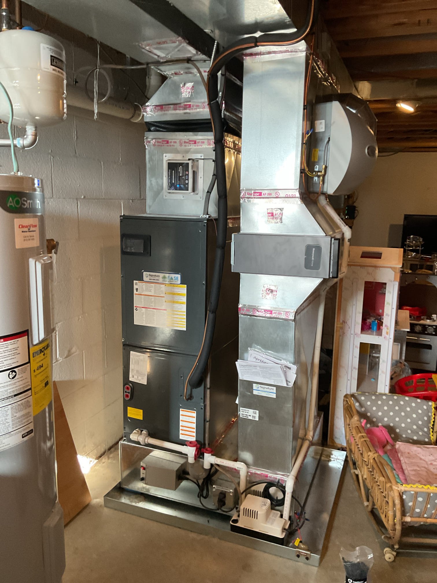 I Arrived to the customers home for a heat pump check up on a 4 yr old Goodman system . I checked all electrical connections and voltages . I checked the air filter and found good , filter size is 16x25x4 supplied by the customer . Inspected the indoor coil and tested electric heat package. Took temp splits for the electric heat and blower motor amperage draws. I looked at the outdoor heat pump and tested for an outdoor btu output. Inspected the outdoor components and unit pressures. Everything is working fine at this time of service, newer system. 
I did leave her an estimate for servicing her humidifier during the heat check ups for her to review.